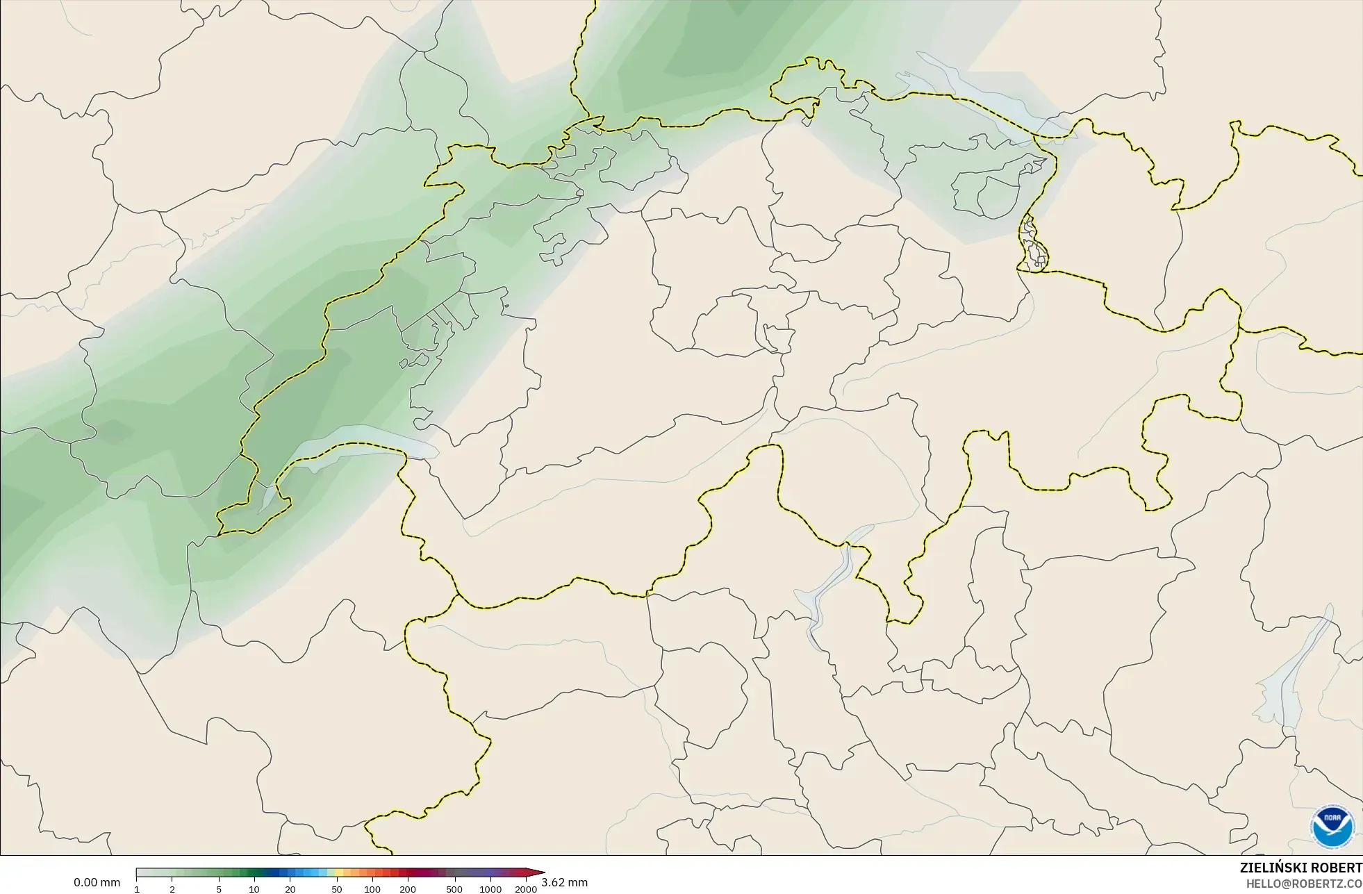 GFS model - Swiss, Akumulasi Curah Hujan