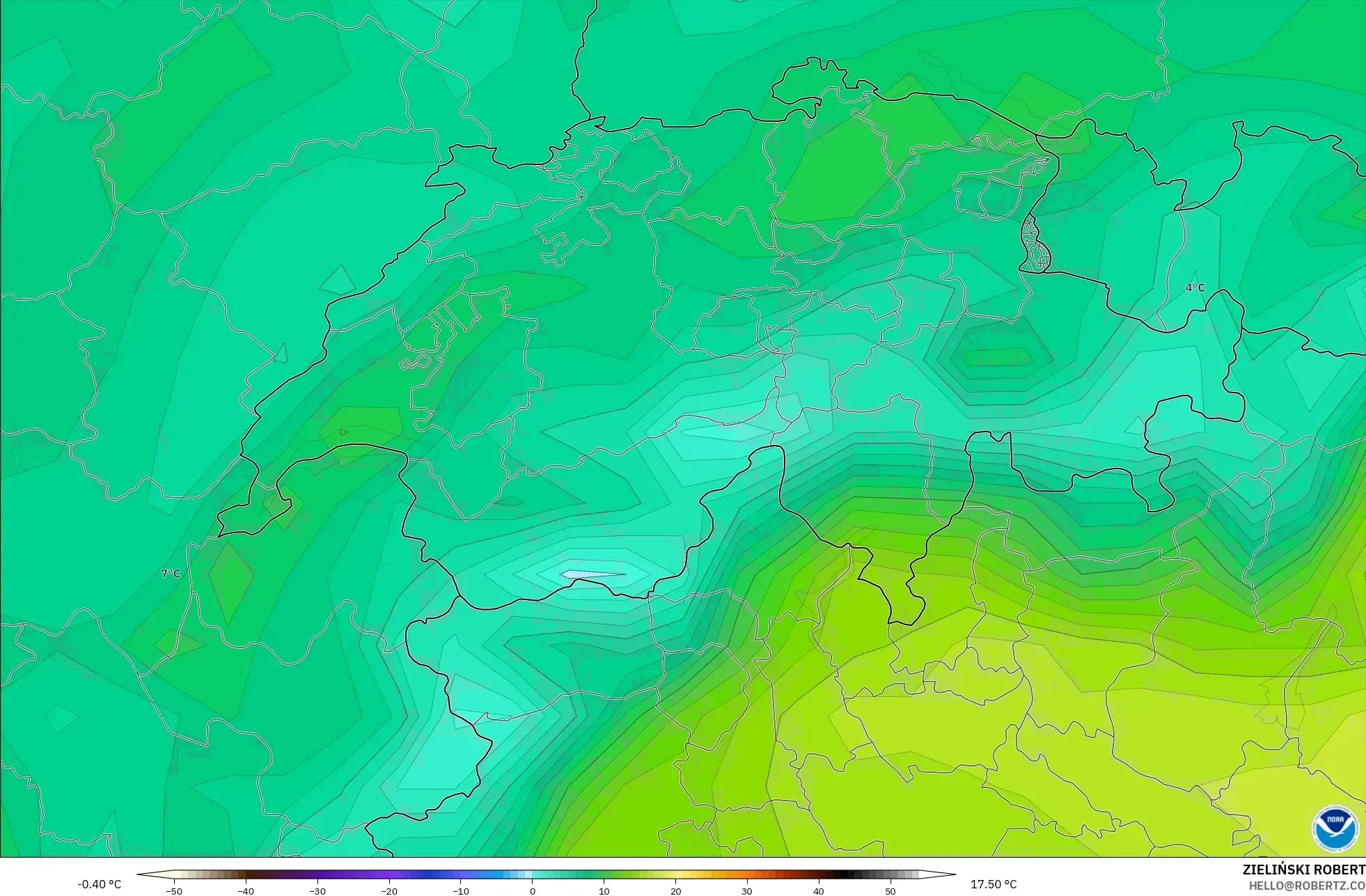 GFS model - Swiss, Suhu 2 m