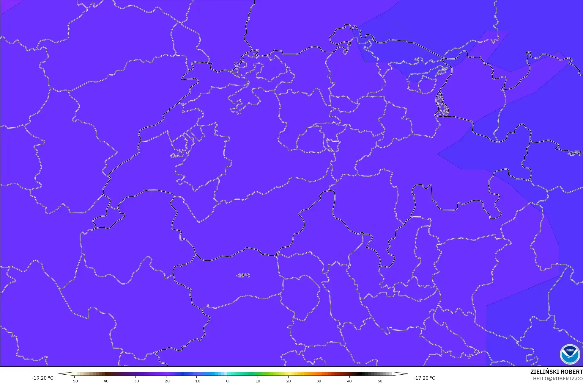 GFS model - Swiss, Suhu 500 hPa