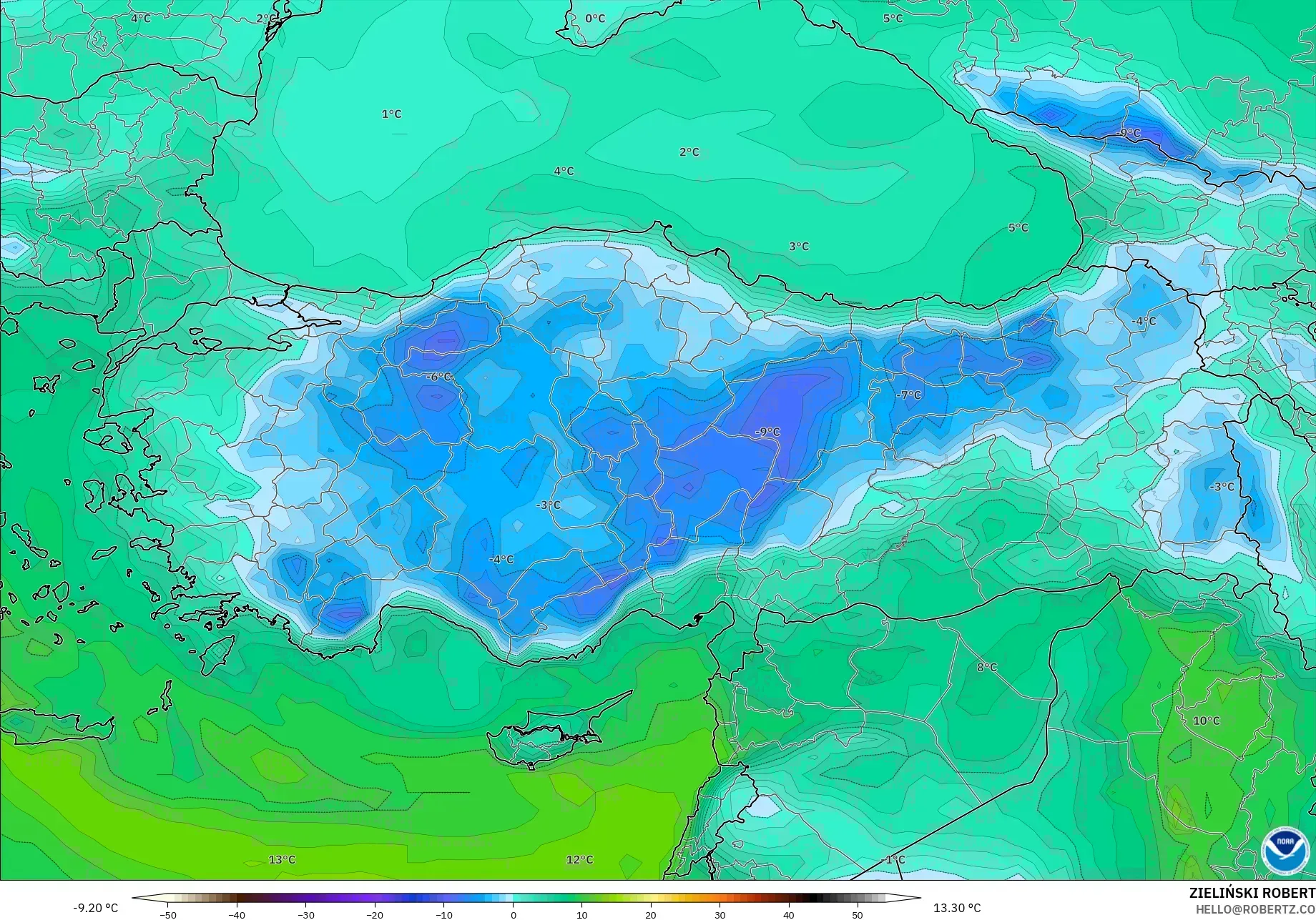 GFS model - Turki, Titik Embun 2 m