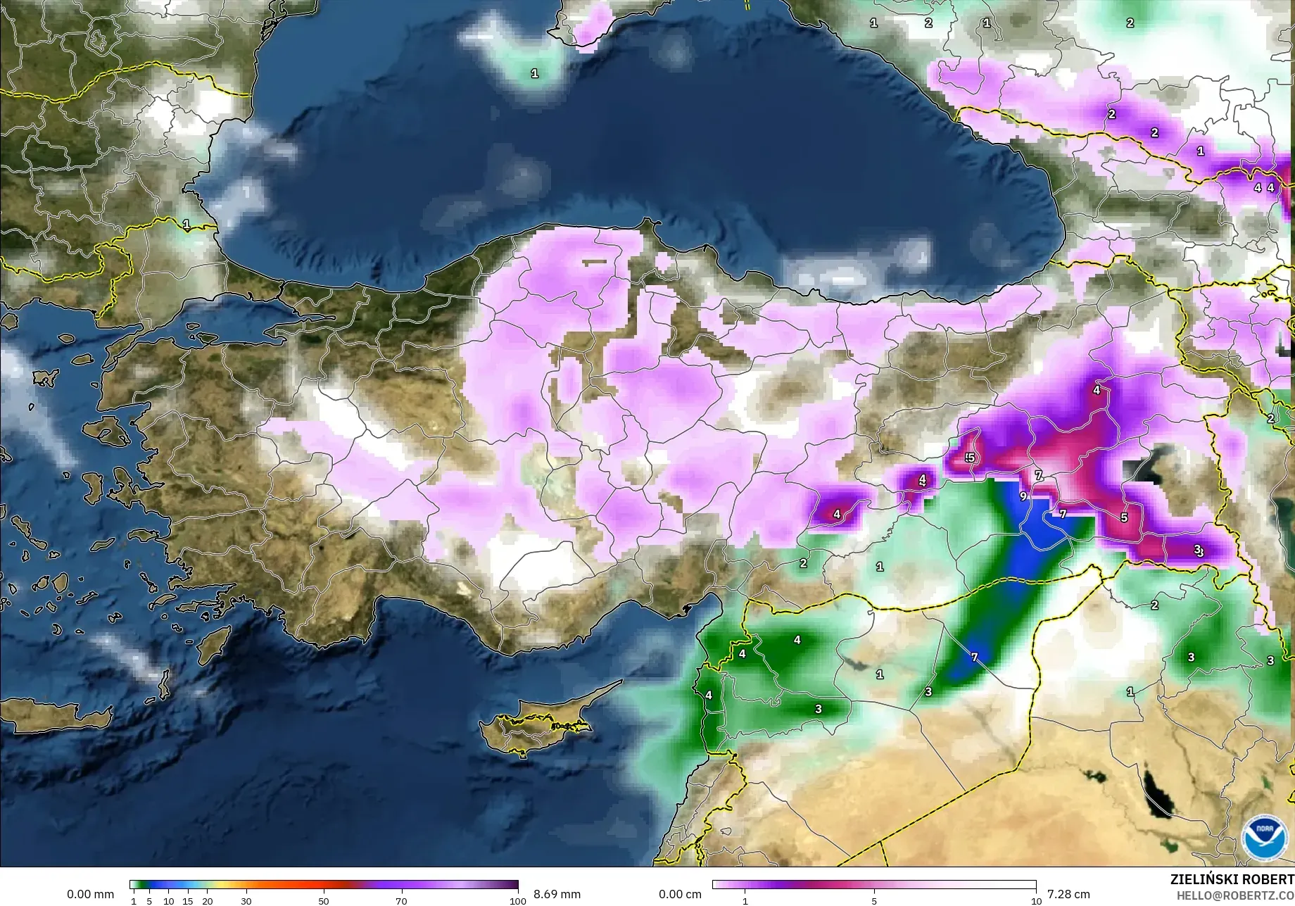 GFS model - Turki, Curah Hujan, Awan, dan Tekanan
