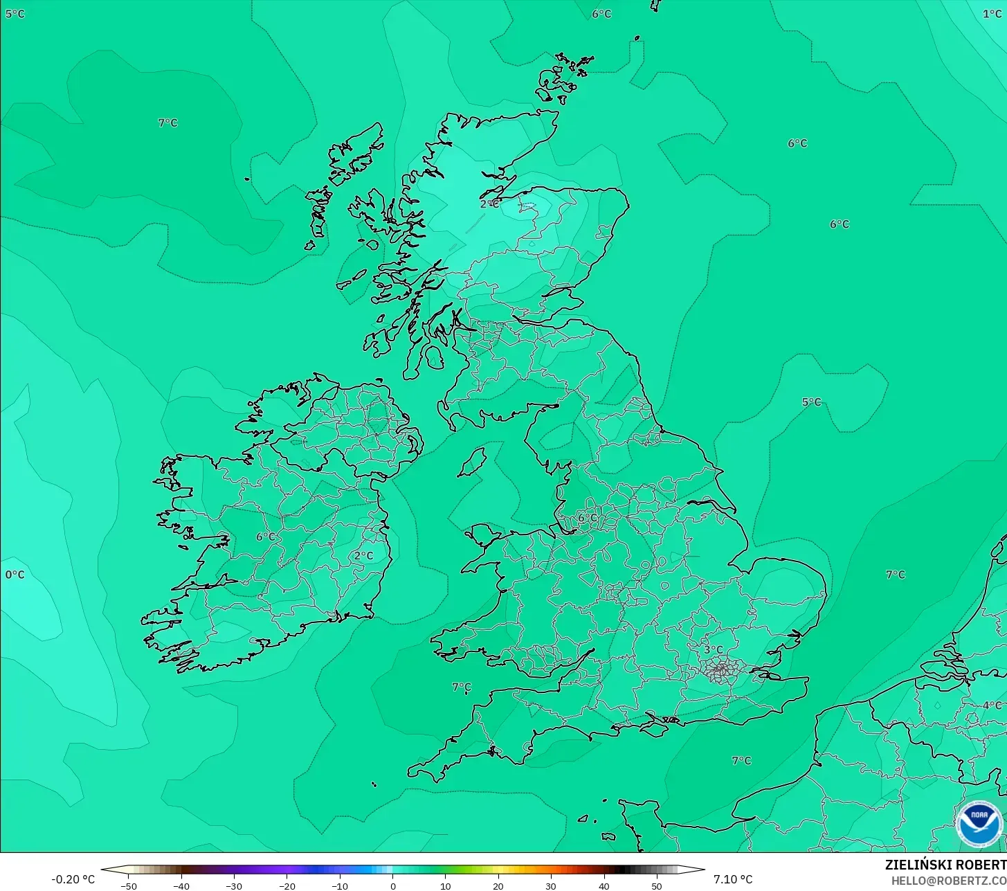GFS model - Britania Raya, Titik Embun 2 m