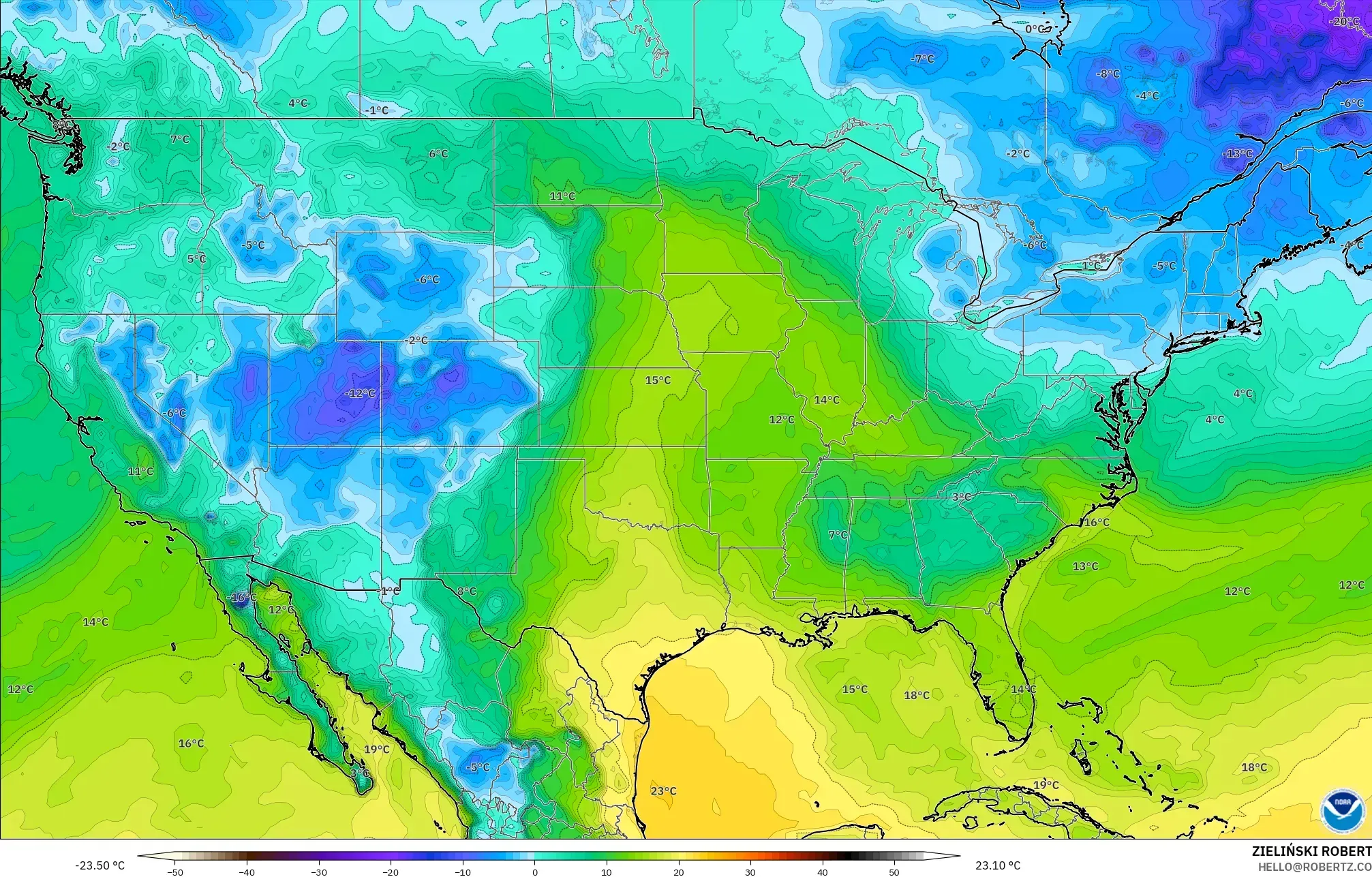 GFS model - Amerika Serikat, Titik Embun 2 m