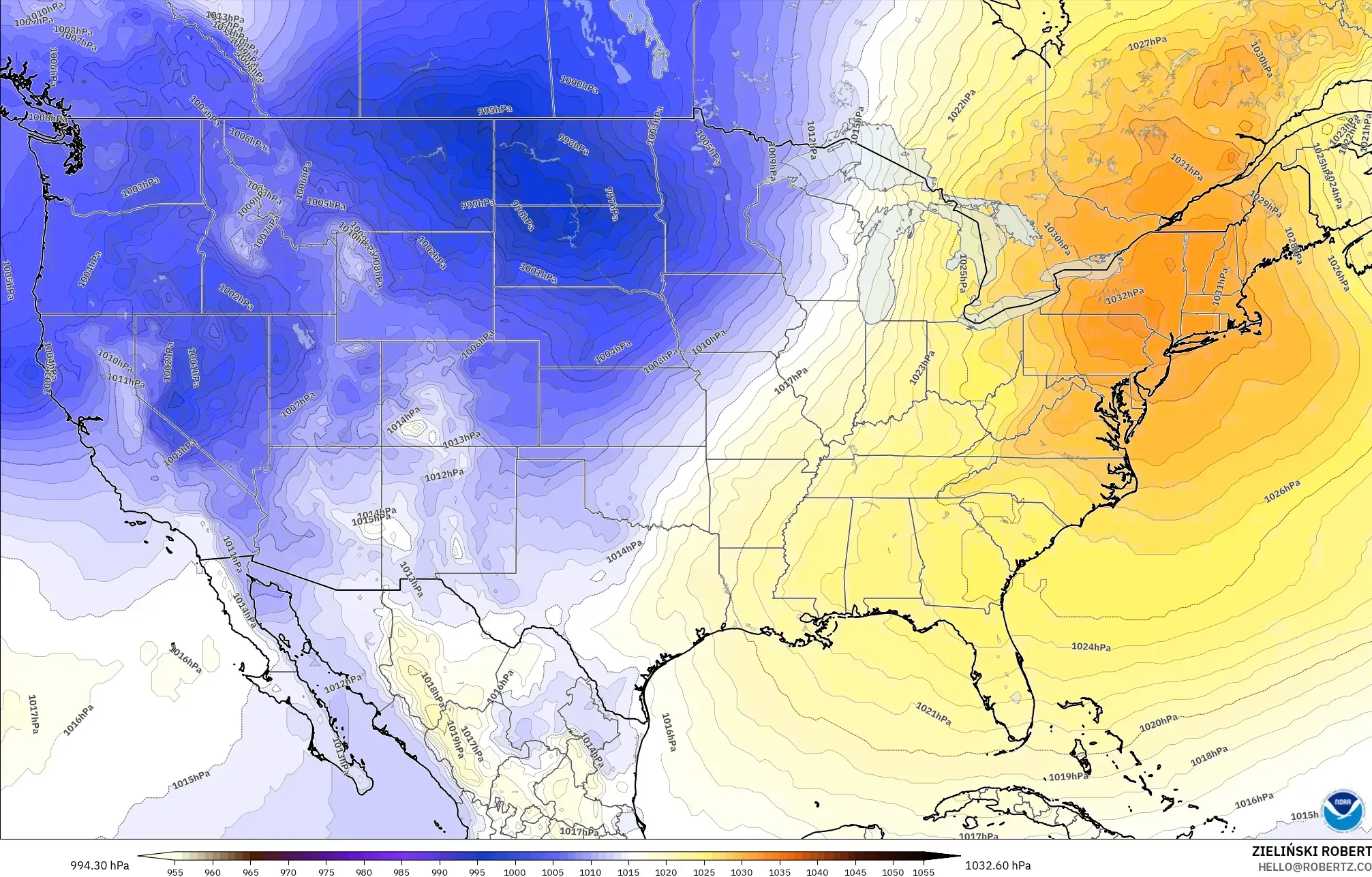 GFS model - Amerika Serikat, Tekanan
