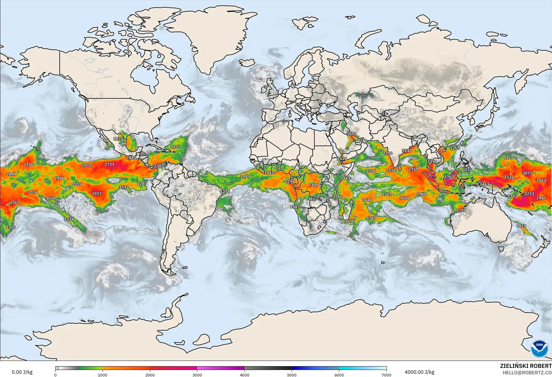 GFS model - Dunia, CAPE
