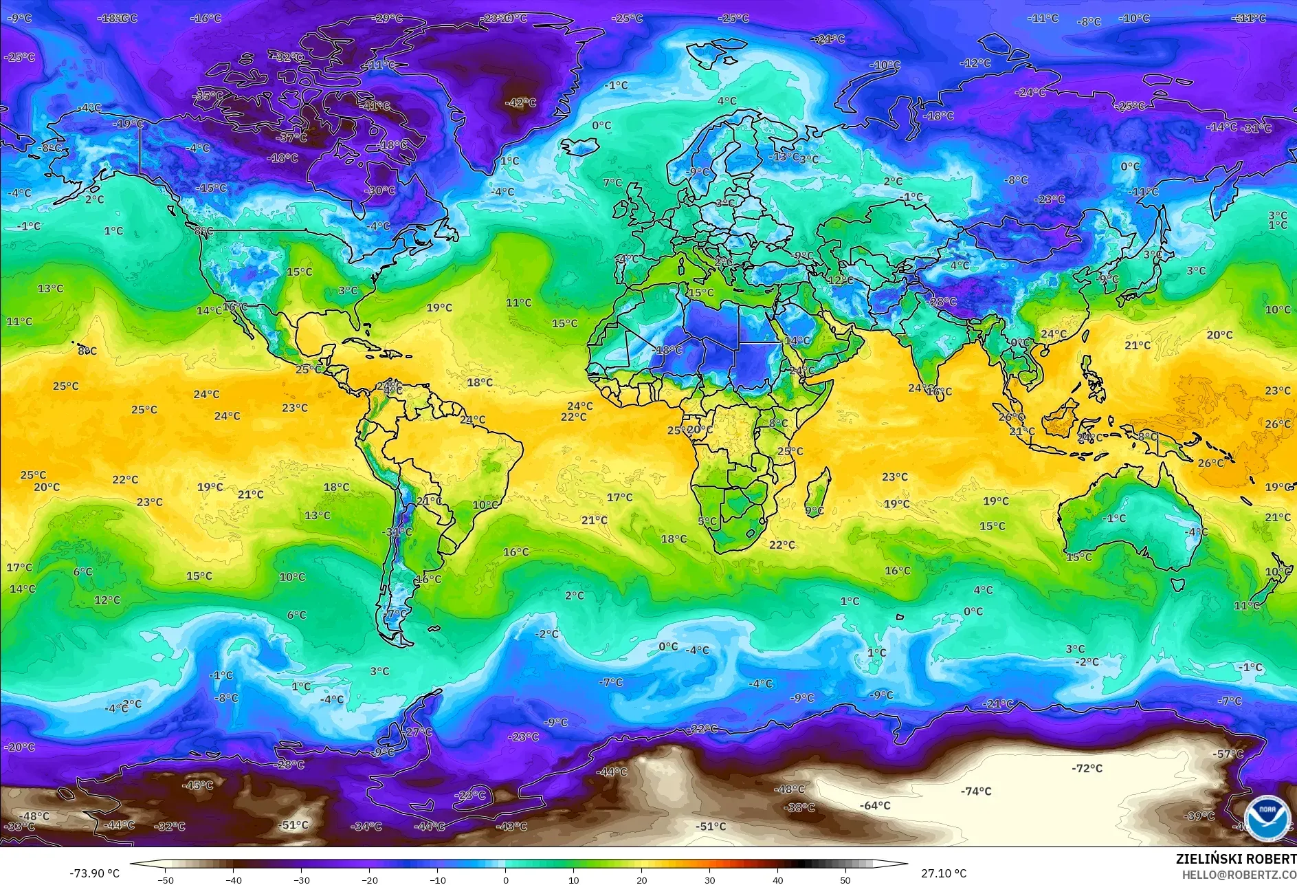 GFS model - Dunia, Titik Embun 2 m