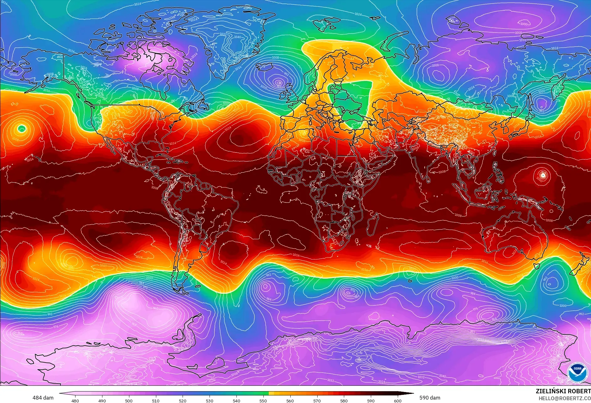 GFS model - Dunia, Ketinggian geopotensial pada 500 hPa