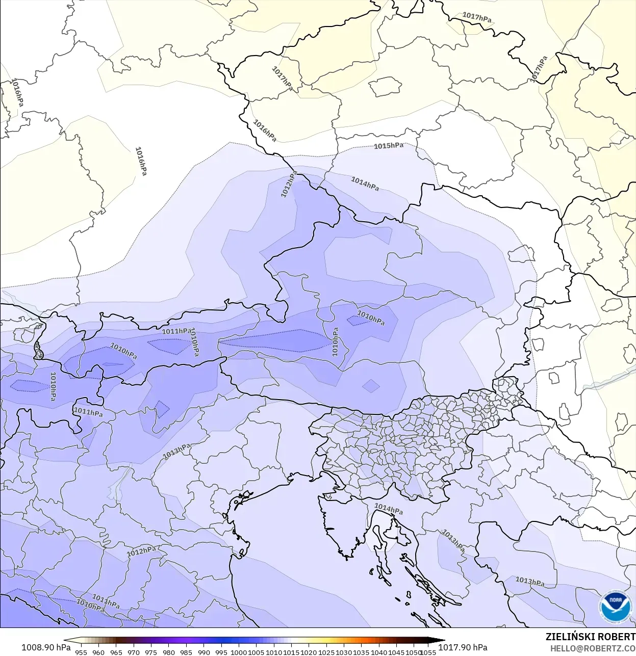 GFS model - Austria, Tekanan