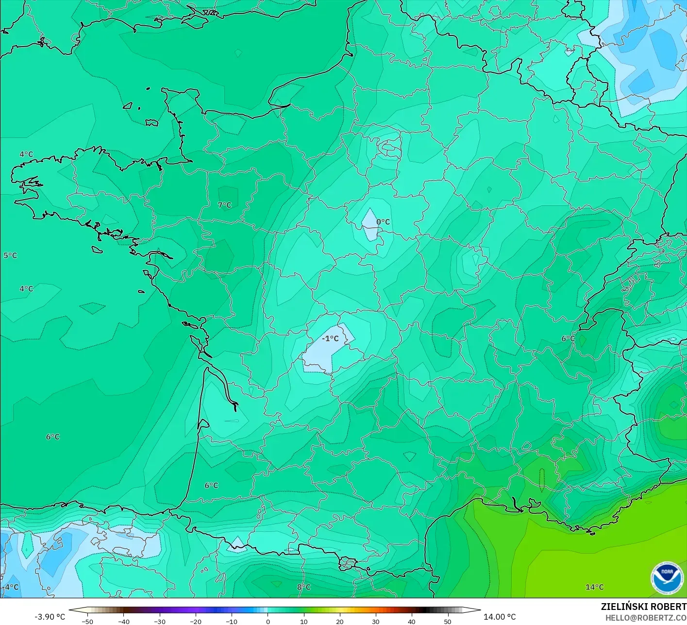 GFS model - Prancis, Titik Embun 2 m