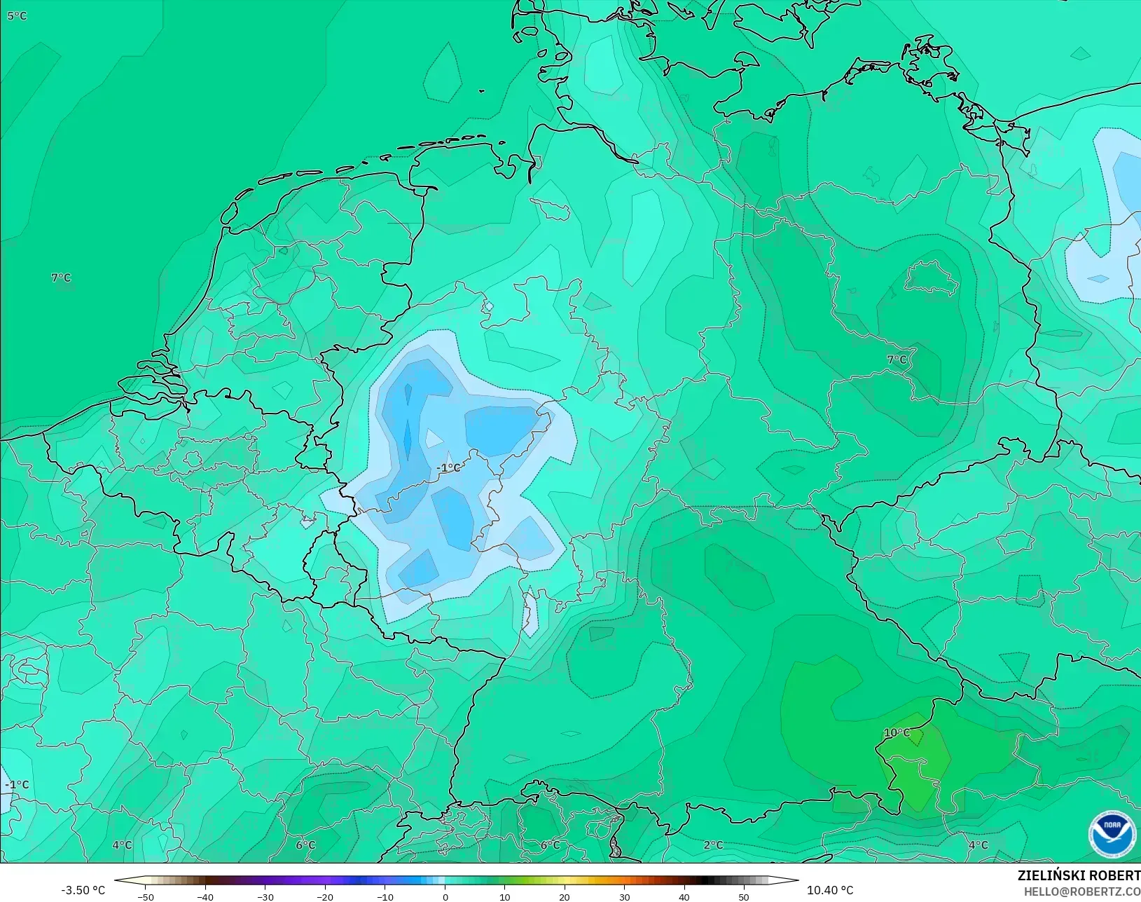 GFS model - Jerman, Titik Embun 2 m