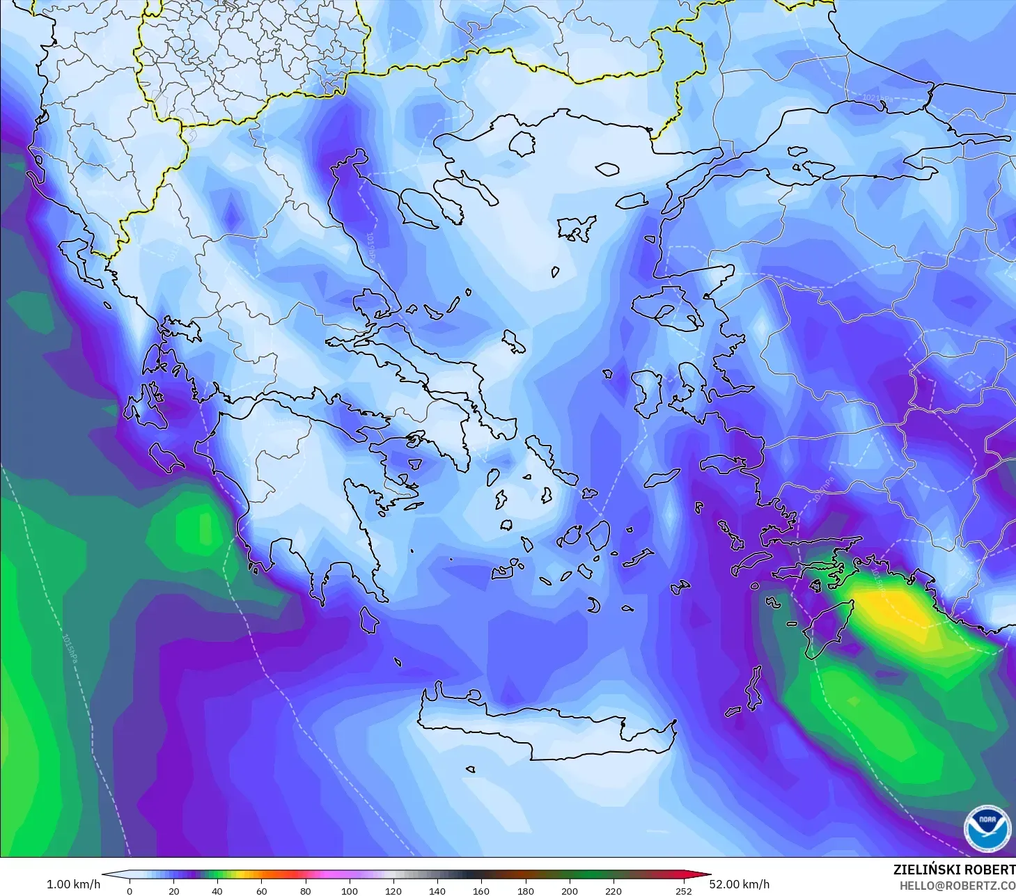 GFS model - Yunani, Puncak Hembusan