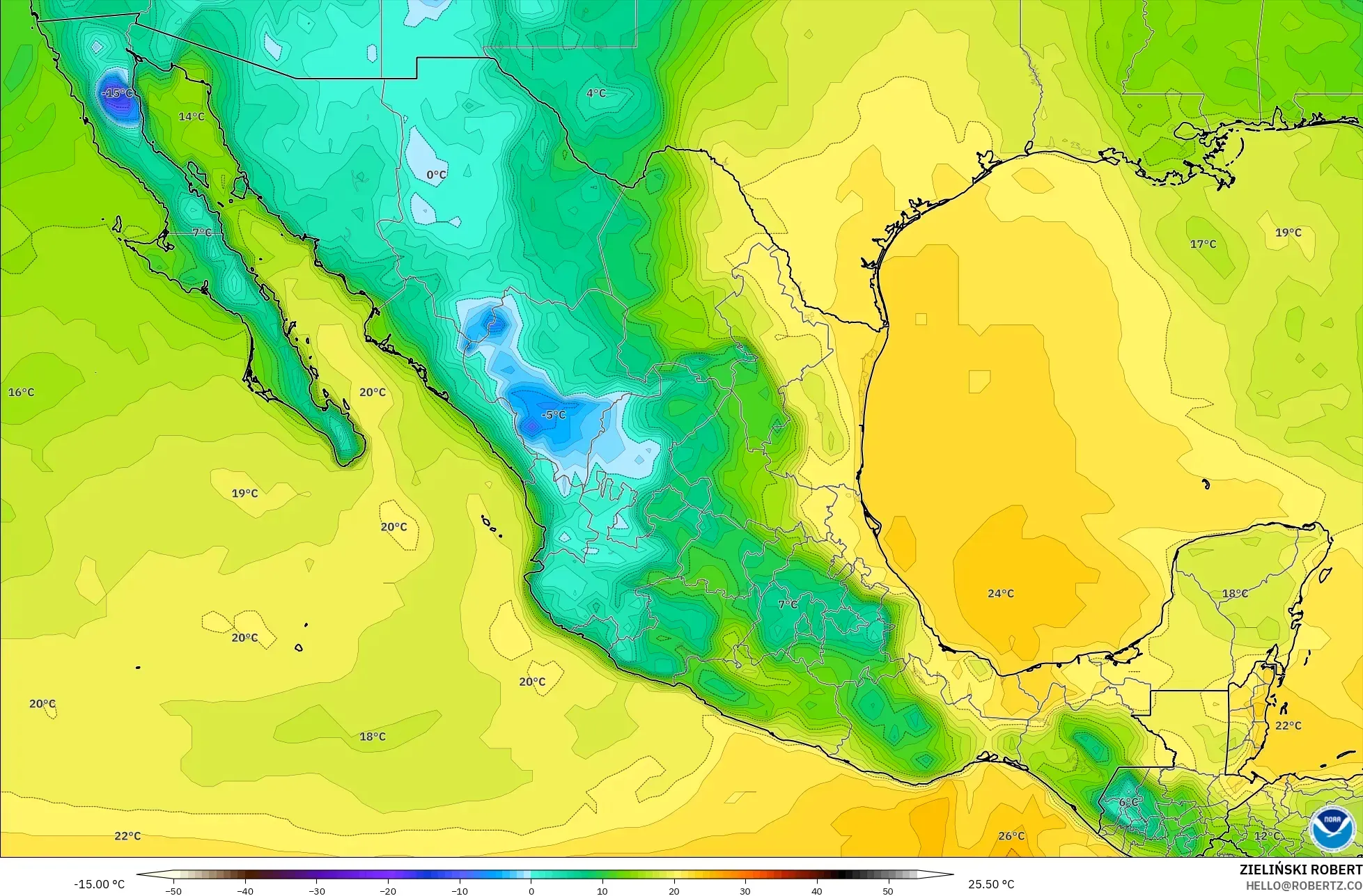 GFS model - Meksiko, Titik Embun 2 m