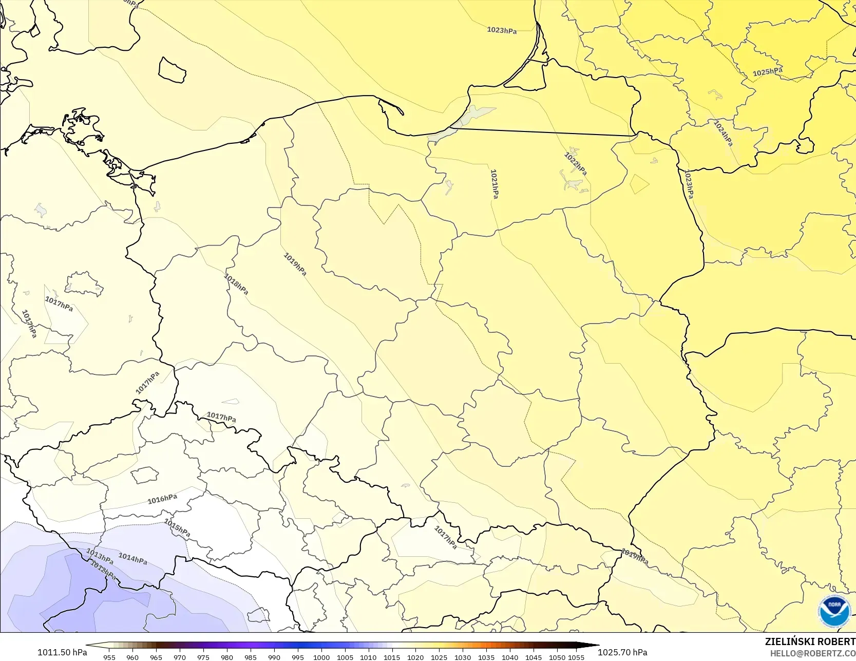 GFS model - Polandia, Tekanan