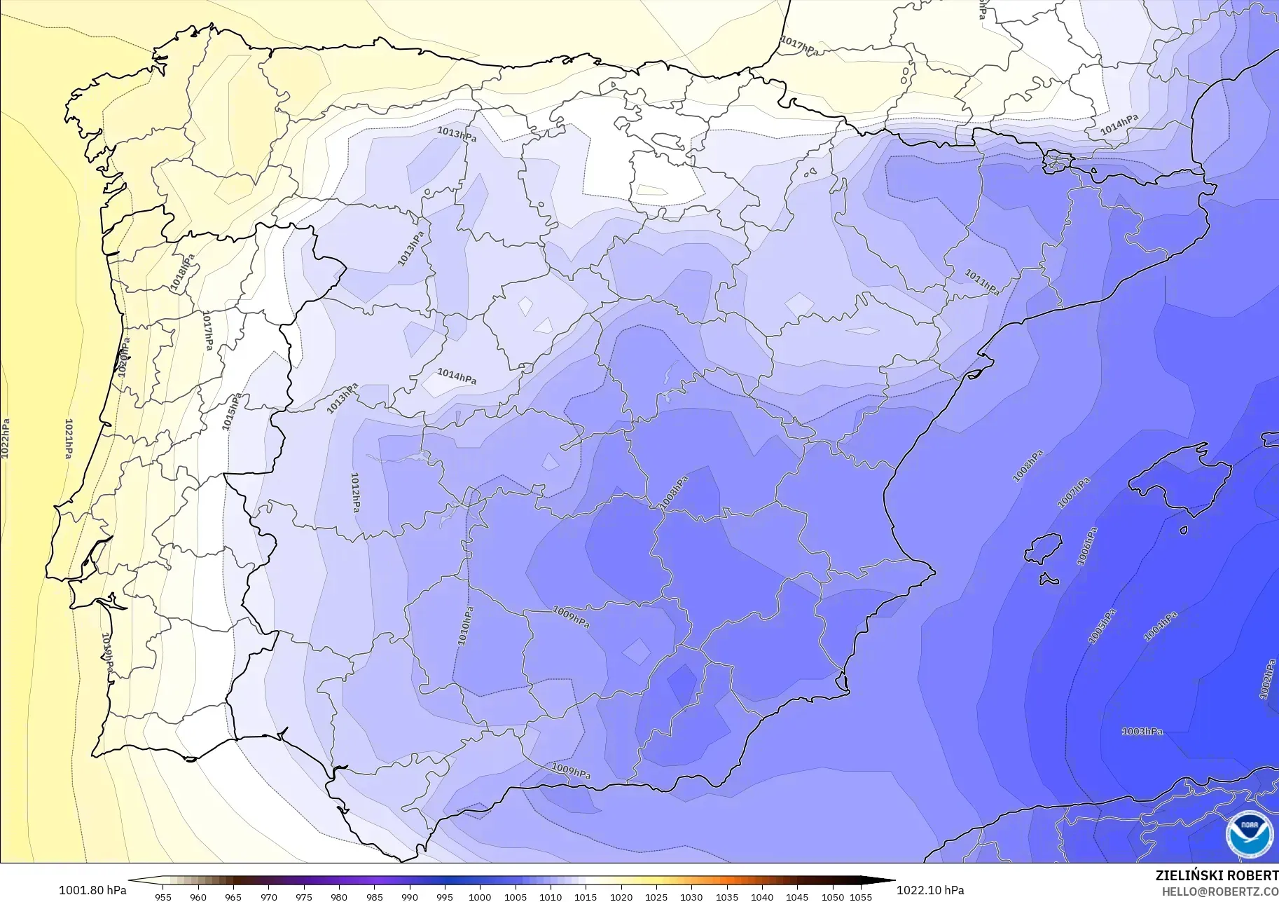 GFS model - Spanyol, Tekanan