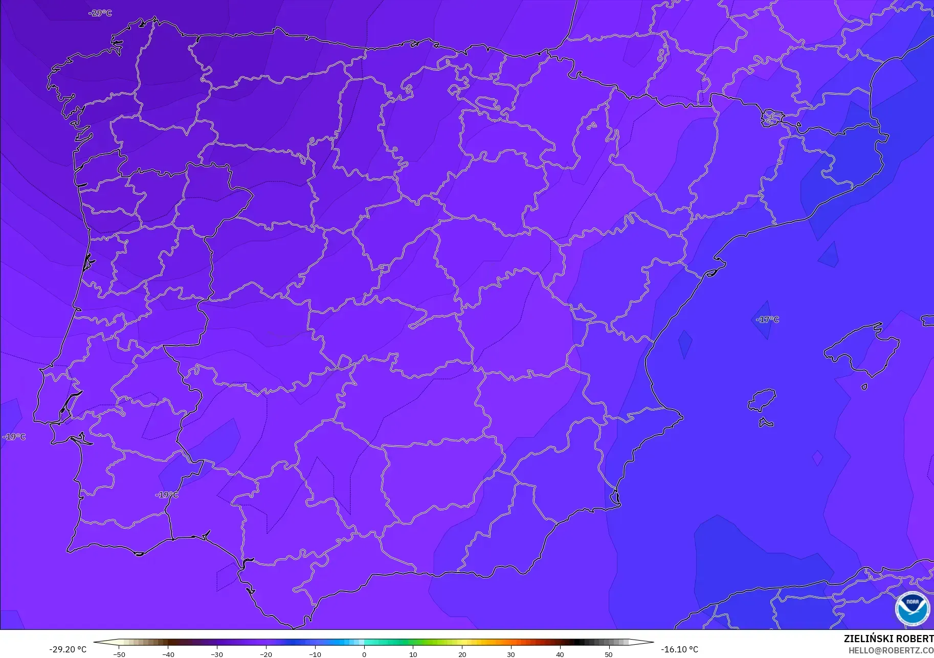 GFS model - Spanyol, Suhu 500 hPa