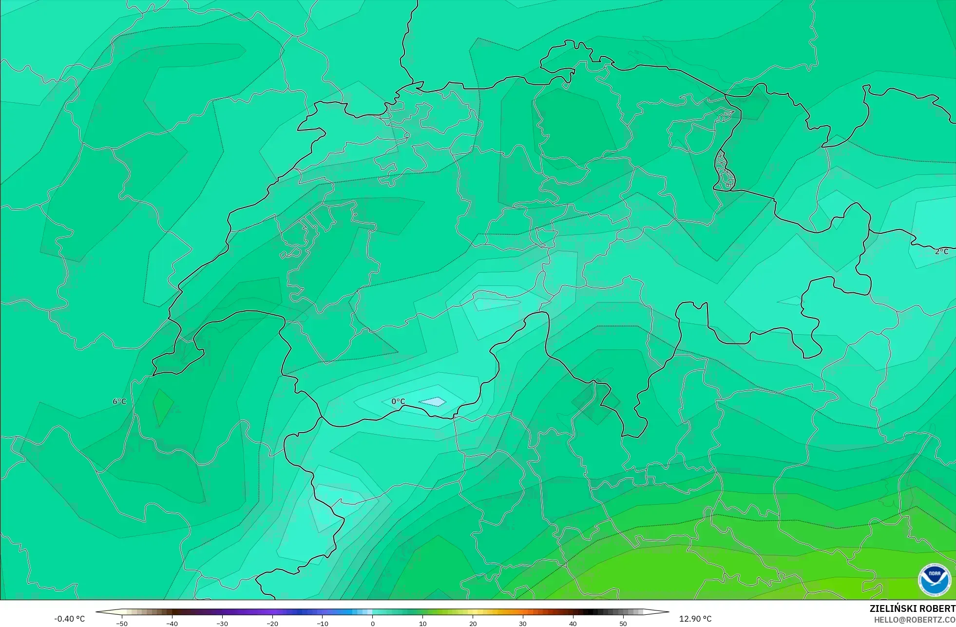 GFS model - Swiss, Titik Embun 2 m