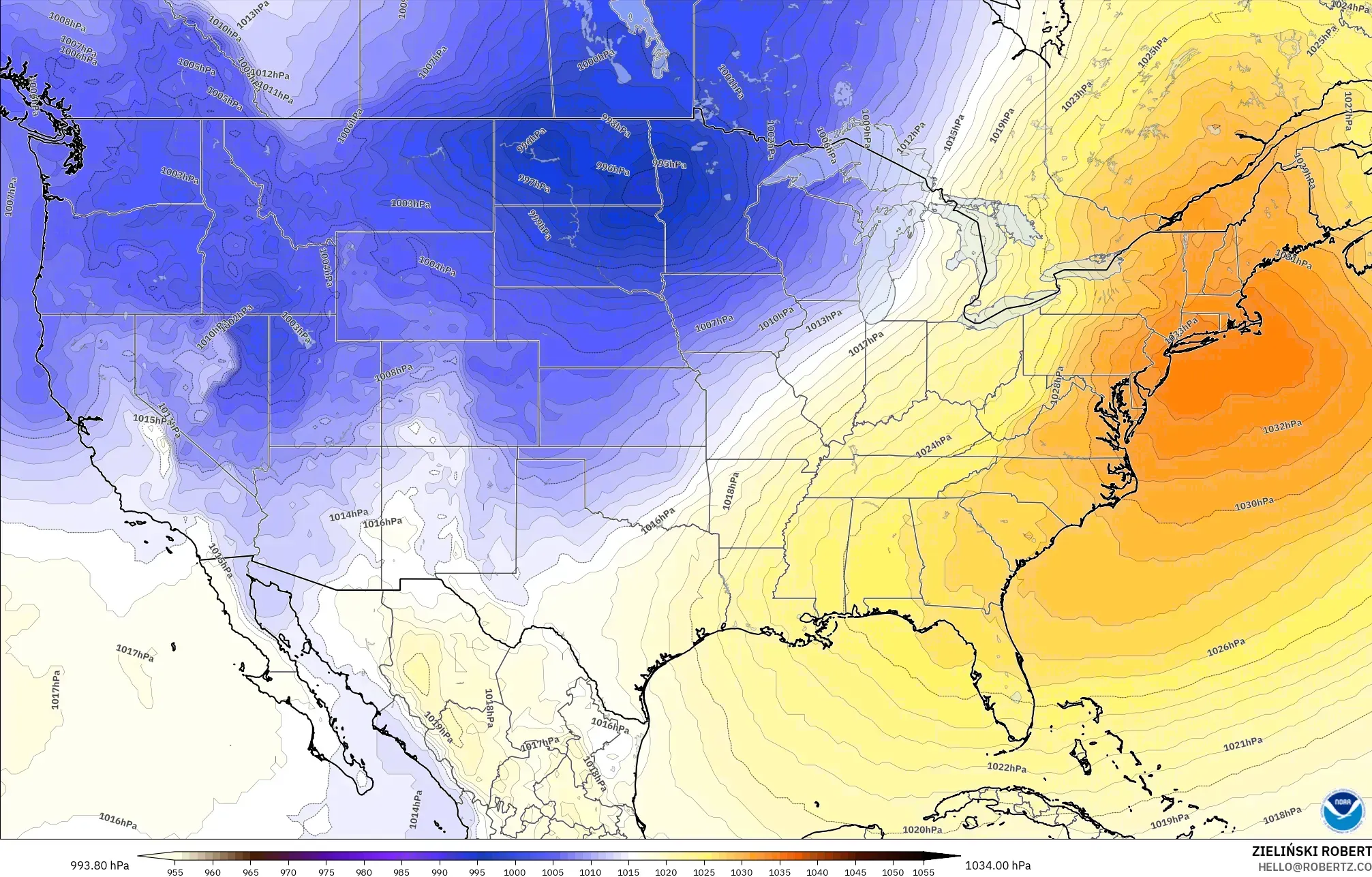 GFS model - Amerika Serikat, Tekanan