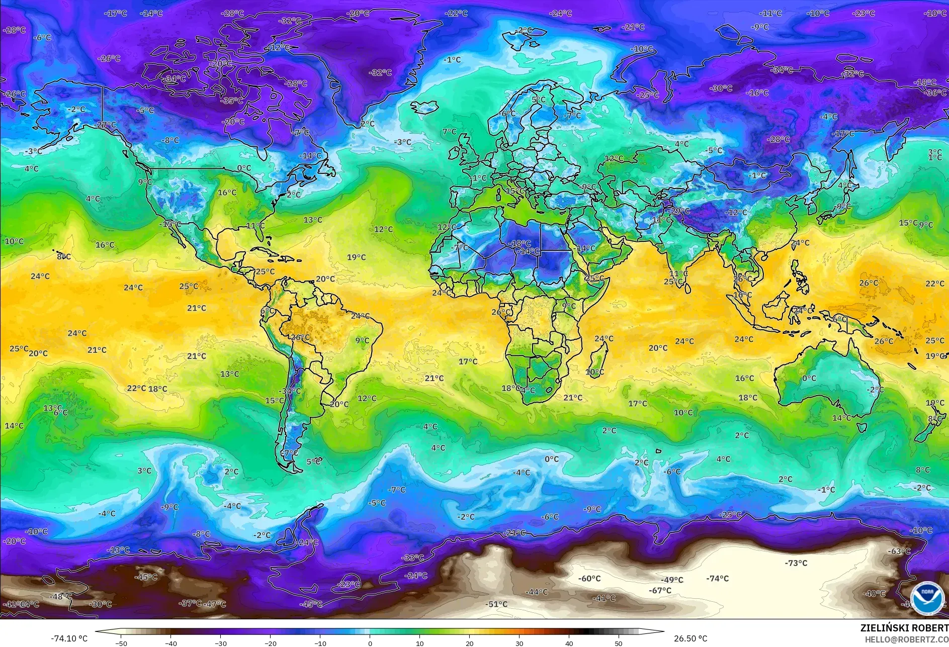 GFS model - Dunia, Titik Embun 2 m