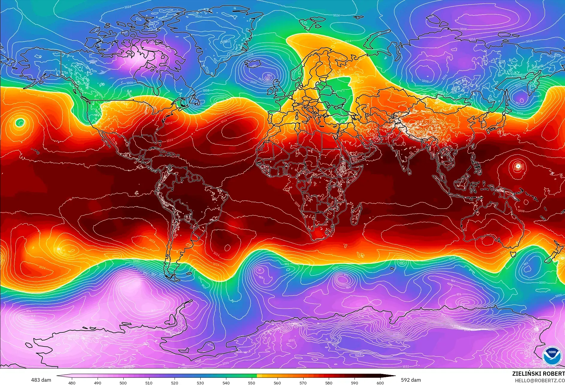 GFS model - Dunia, Ketinggian geopotensial pada 500 hPa
