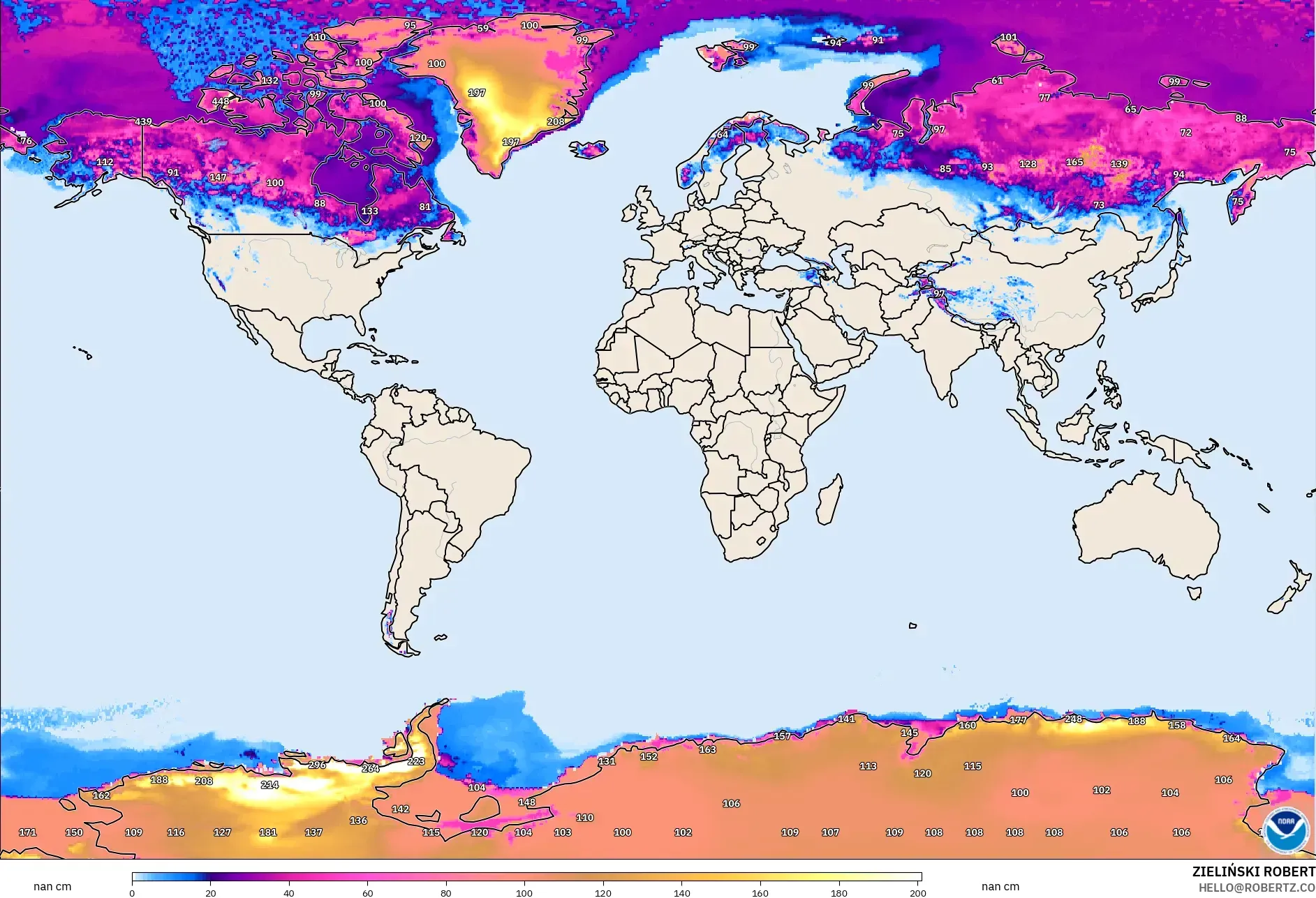 GFS model - Dunia, Kedalaman Salju