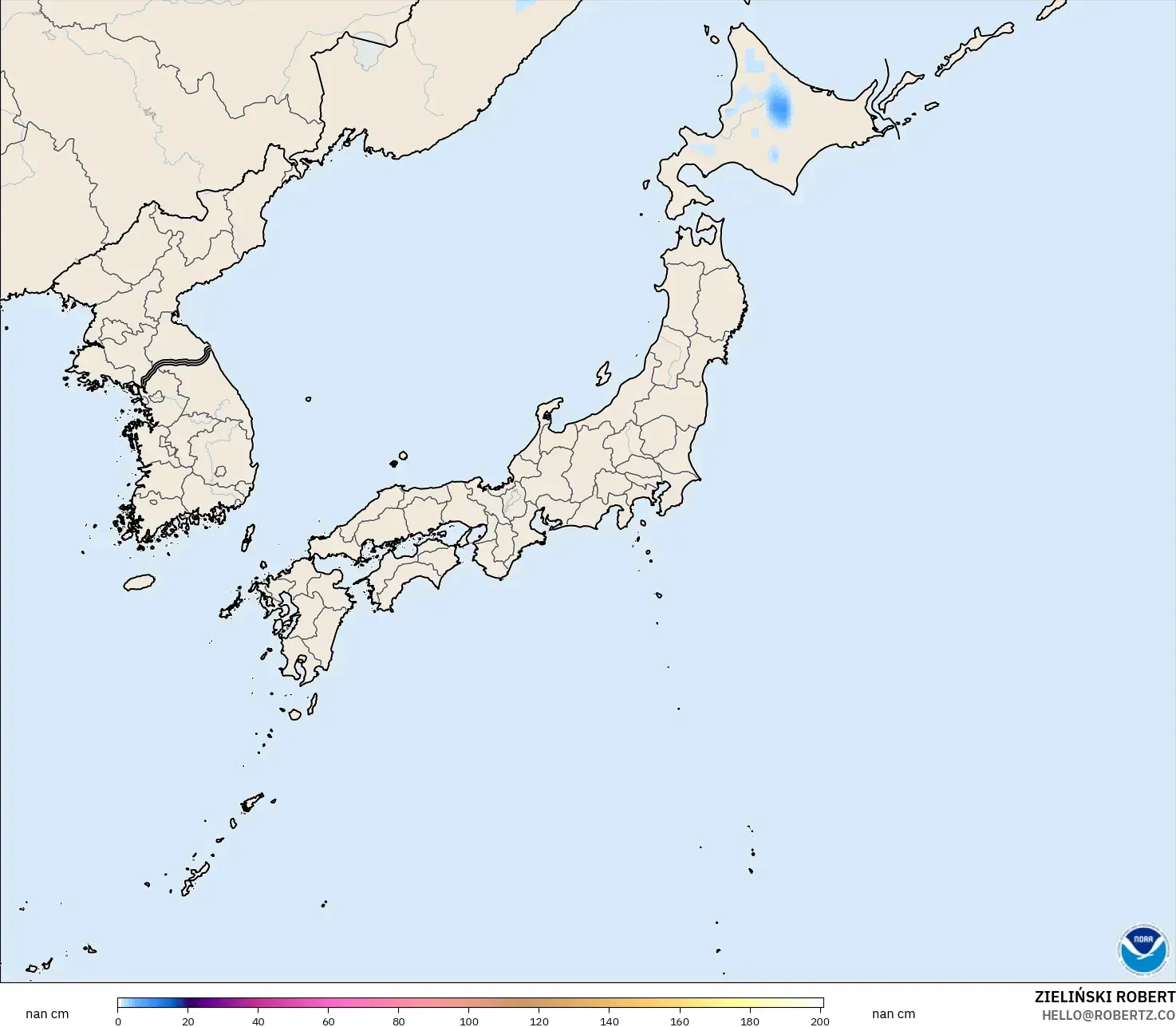 GFS model - Japan, Snow Depth