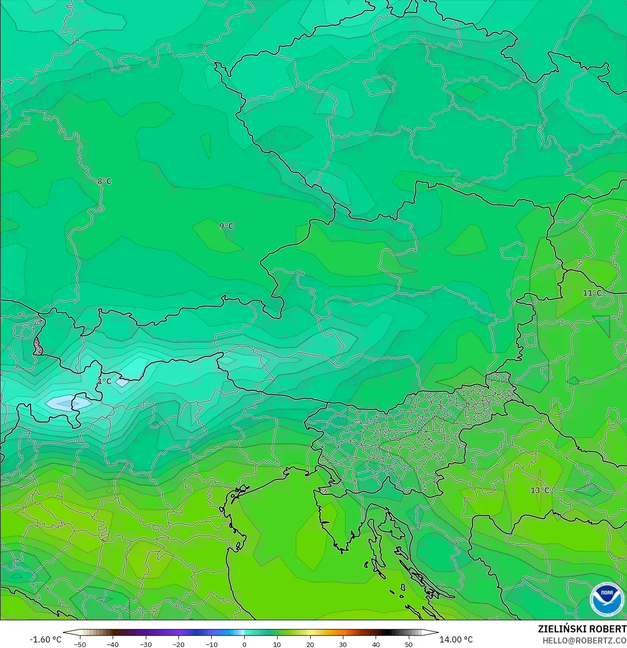 GFS نموذج - النمسا, نقطة الندى 2 م