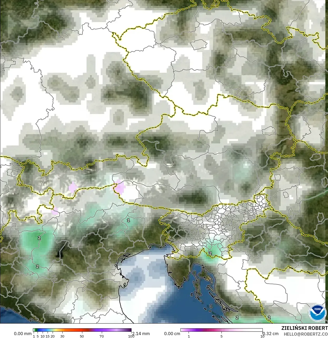 GFS نموذج - النمسا, الهطول والغيوم والضغط