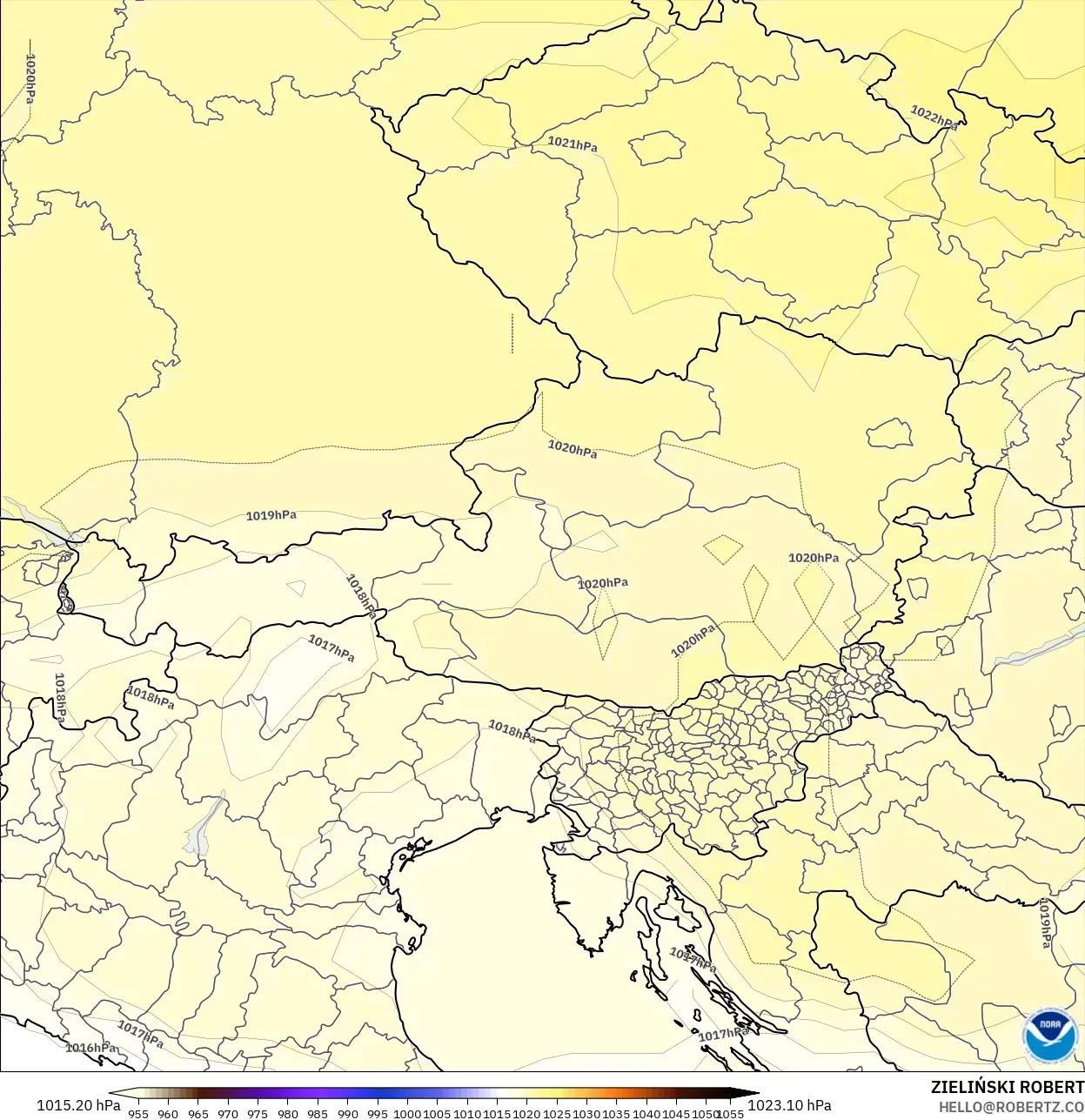 GFS نموذج - النمسا, الضغط
