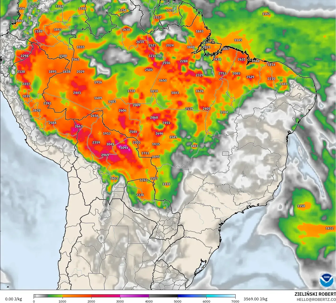 GFS نموذج - البرازيل, CAPE