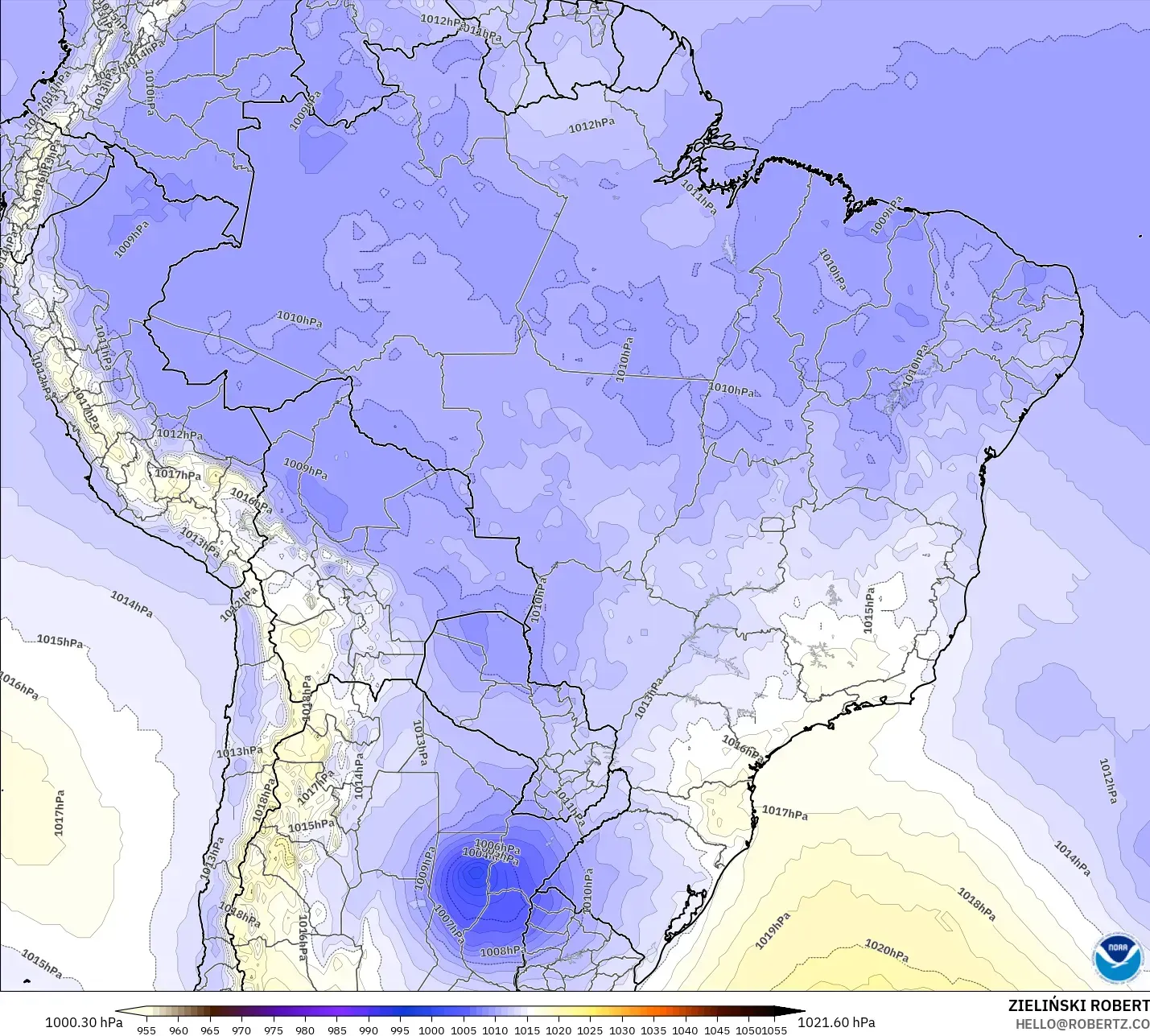 GFS نموذج - البرازيل, الضغط