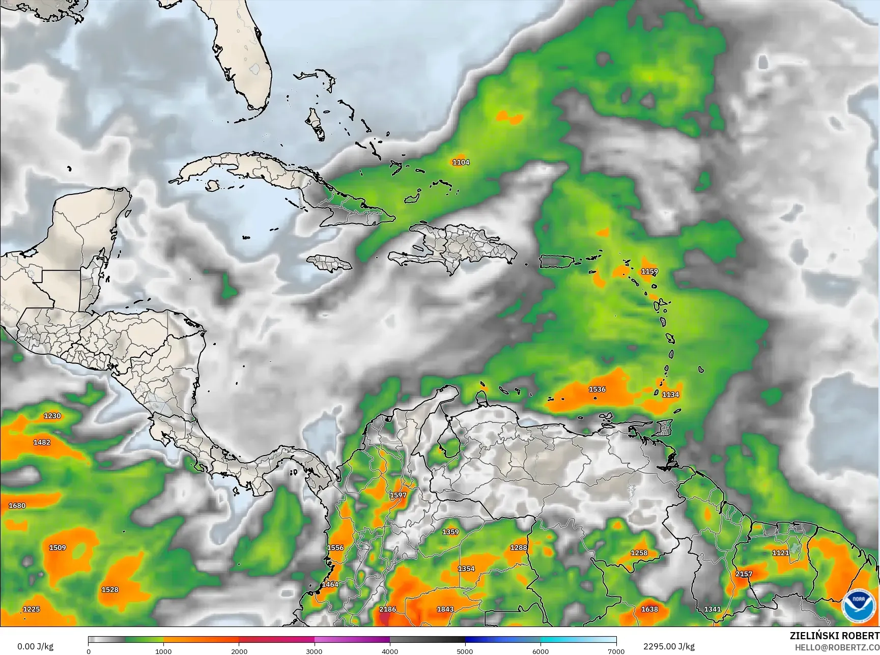 GFS نموذج - الكاريبي, CAPE