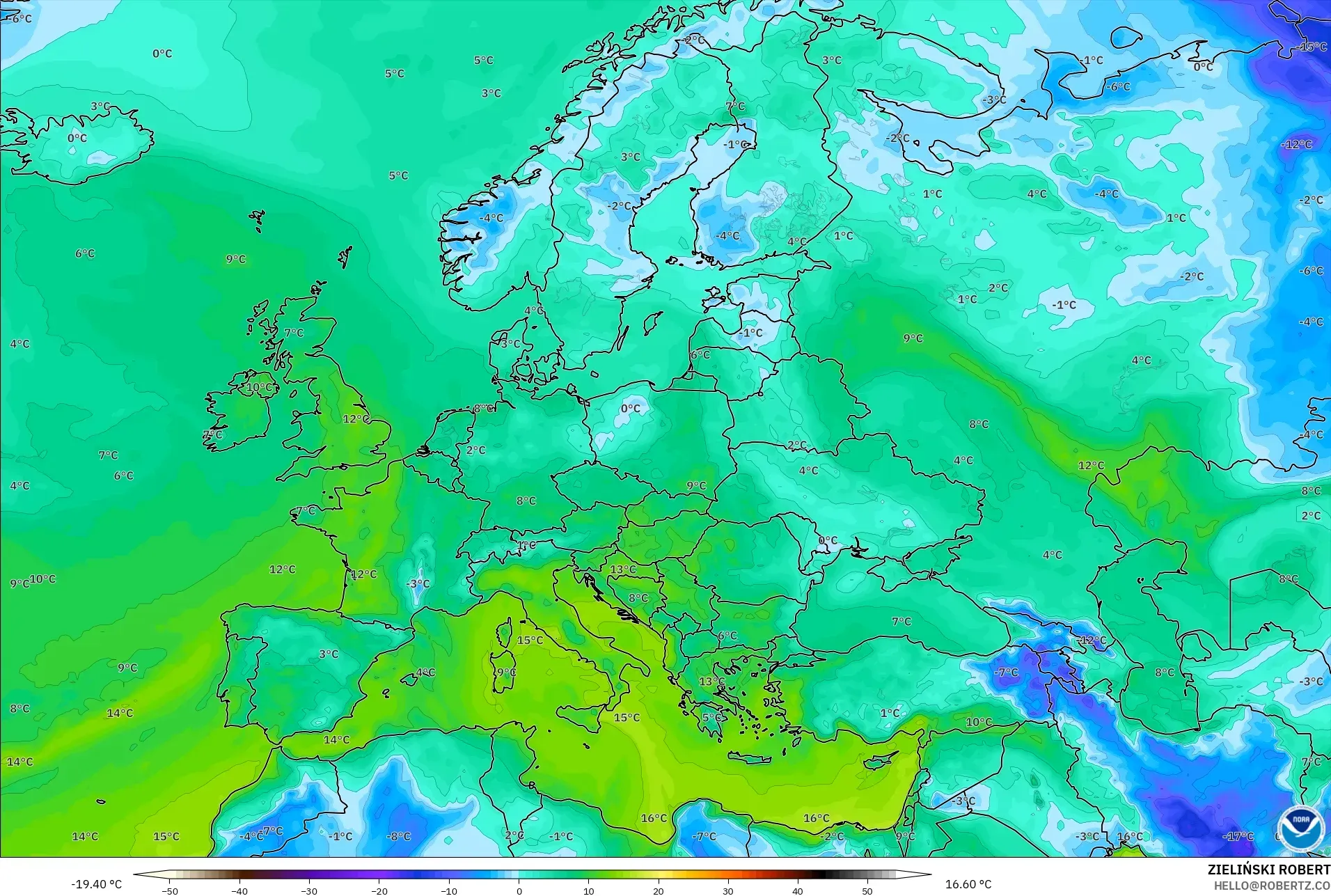 GFS نموذج - أوروبا, نقطة الندى 2 م