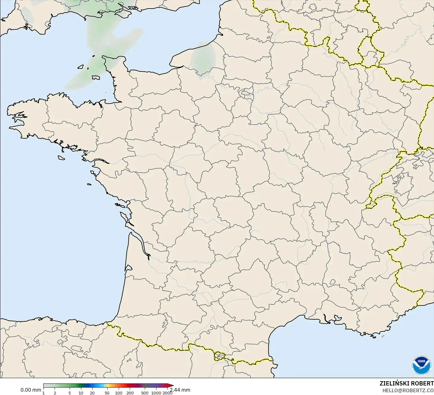 GFS نموذج - فرنسا, تراكم الهطول