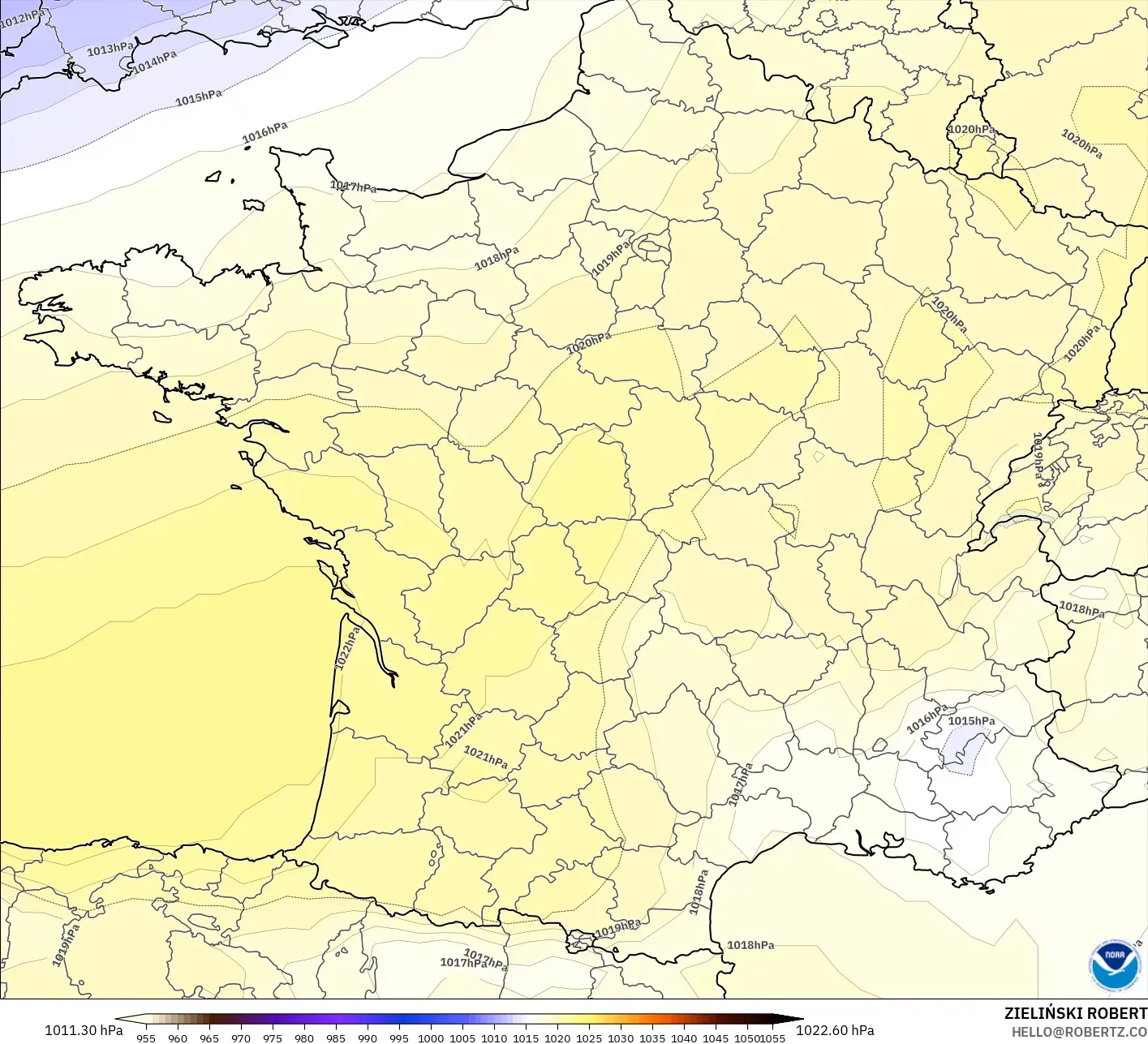 GFS نموذج - فرنسا, الضغط
