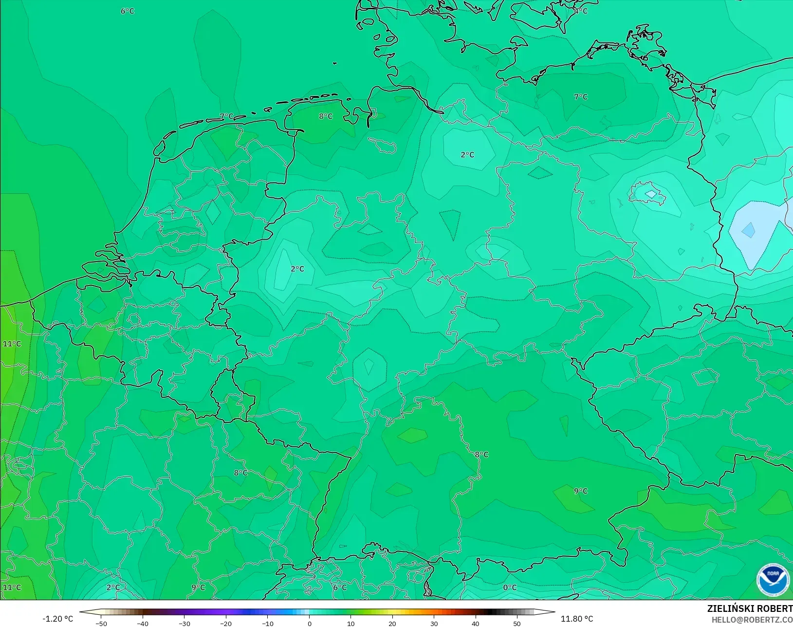 GFS نموذج - ألمانيا, نقطة الندى 2 م