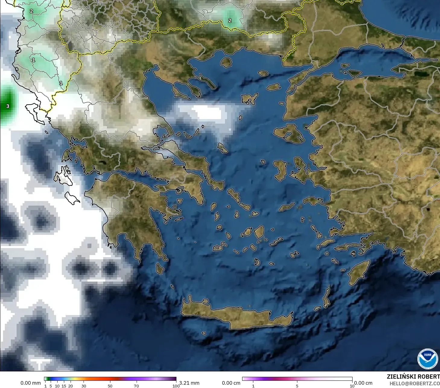 GFS نموذج - اليونان, الهطول والغيوم والضغط
