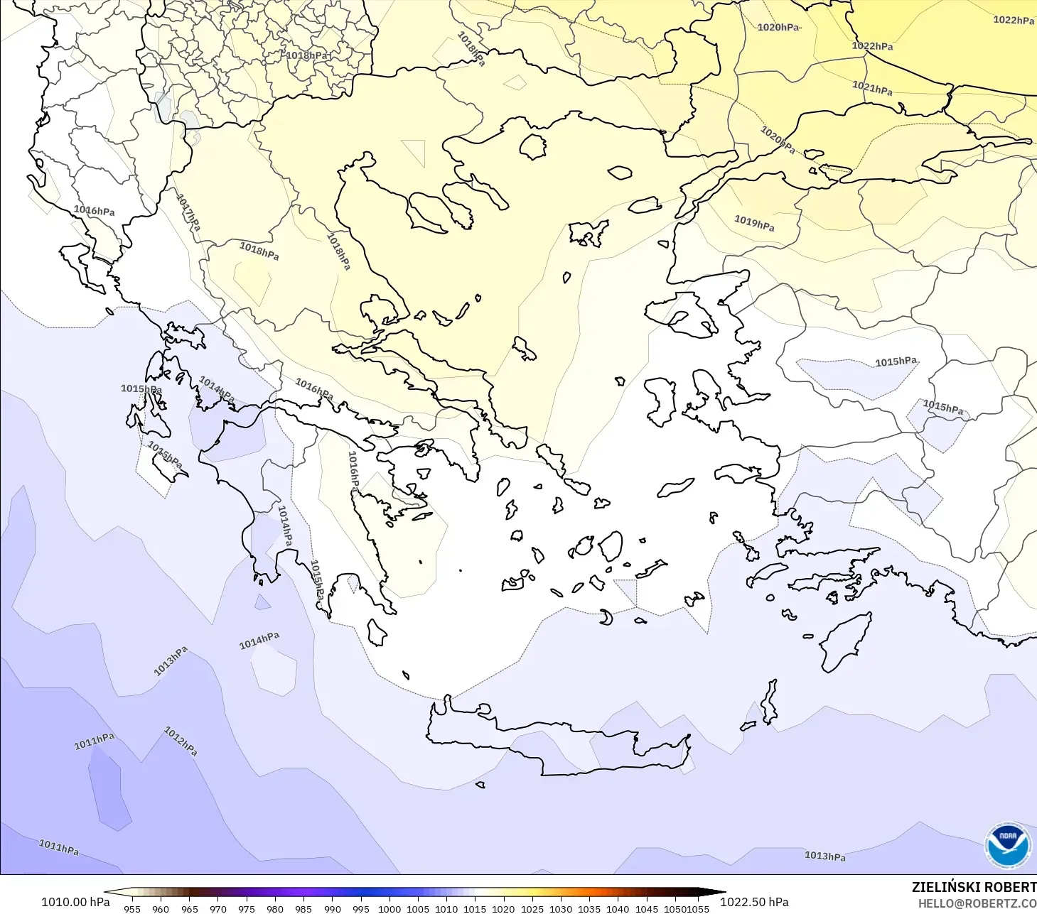 GFS نموذج - اليونان, الضغط