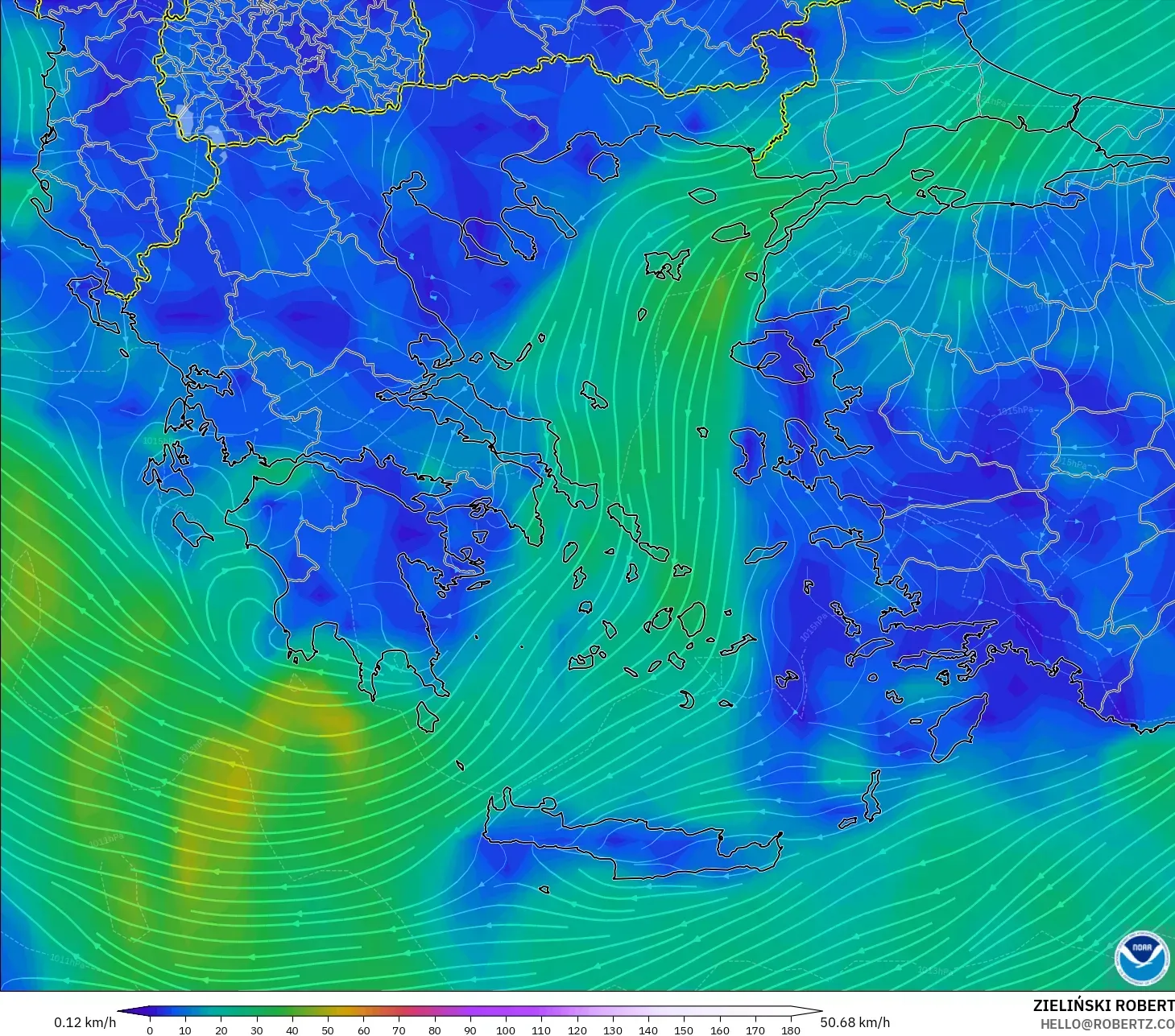 GFS نموذج - اليونان, رياح 10 م