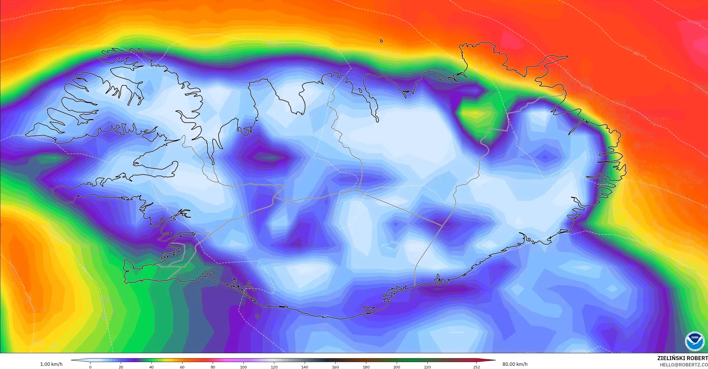 GFS نموذج - آيسلندا, أقصى هبة