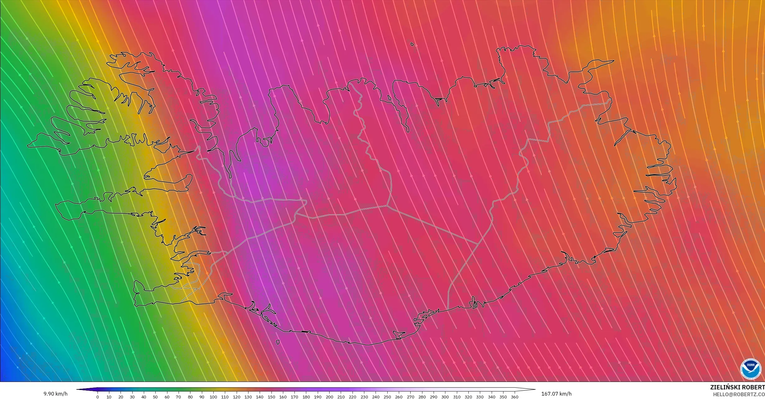 GFS نموذج - آيسلندا, رياح 300 hPa (تيار نفاث)