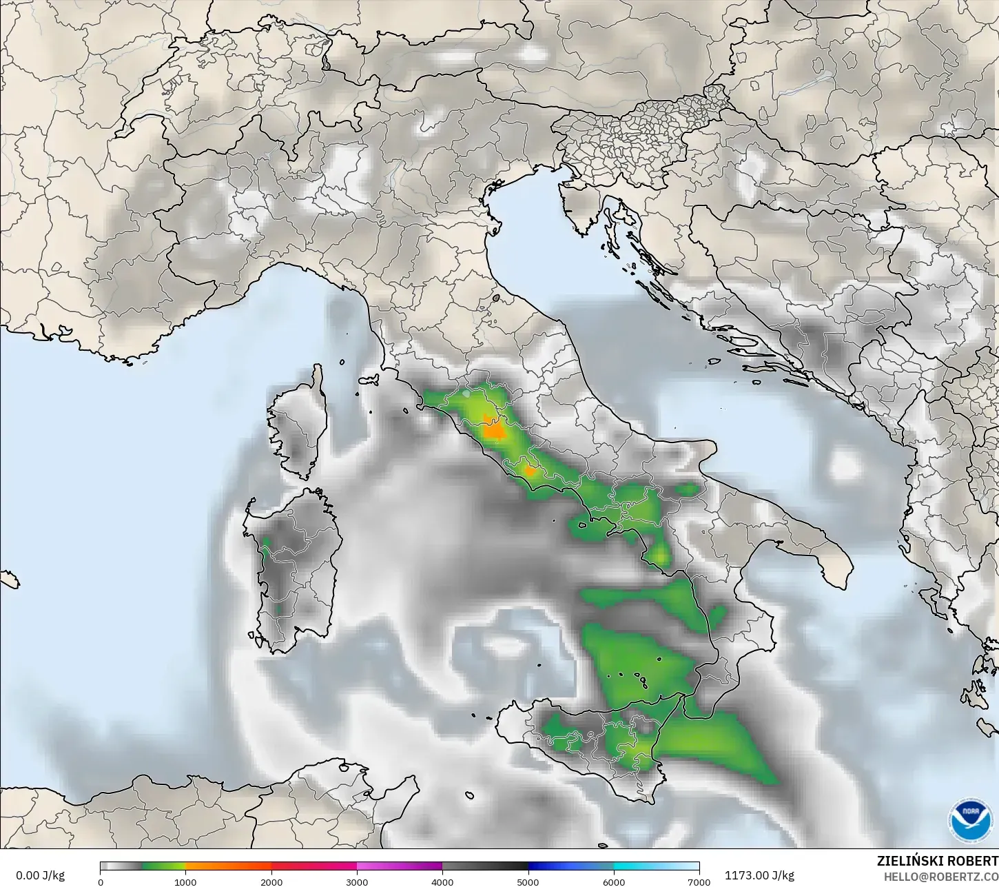 GFS نموذج - إيطاليا, CAPE