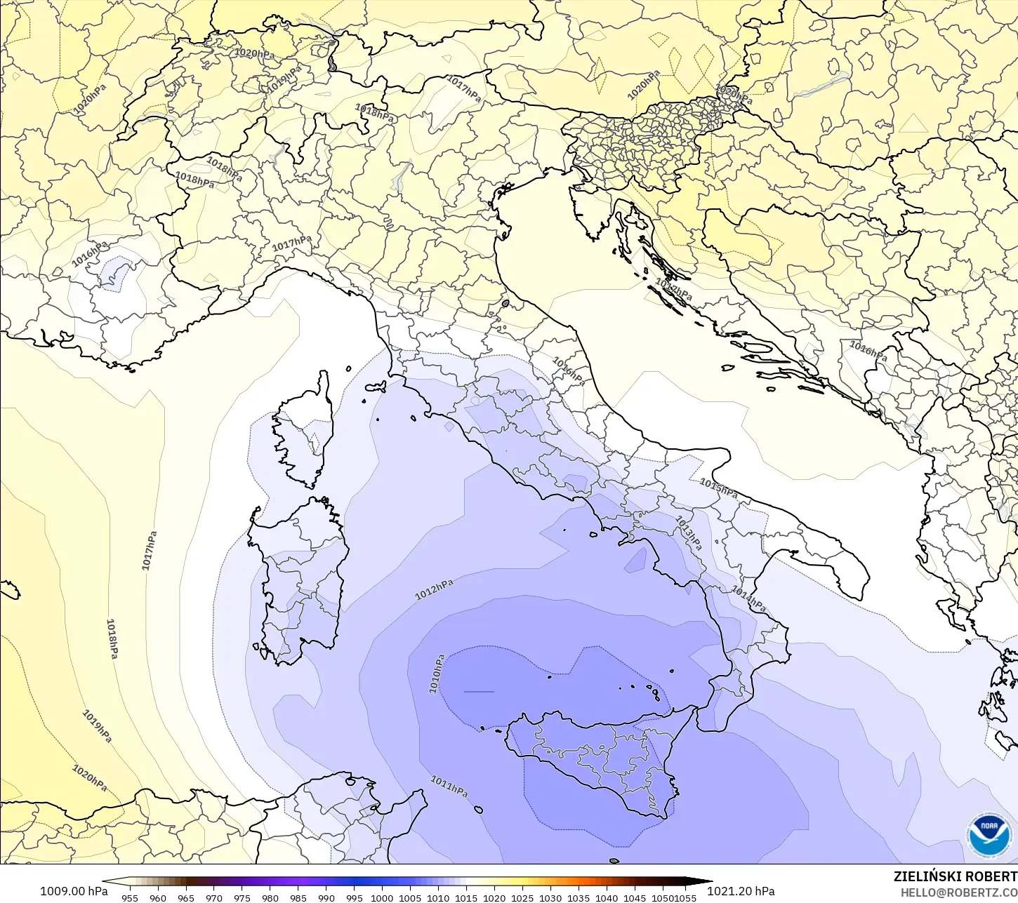 GFS نموذج - إيطاليا, الضغط
