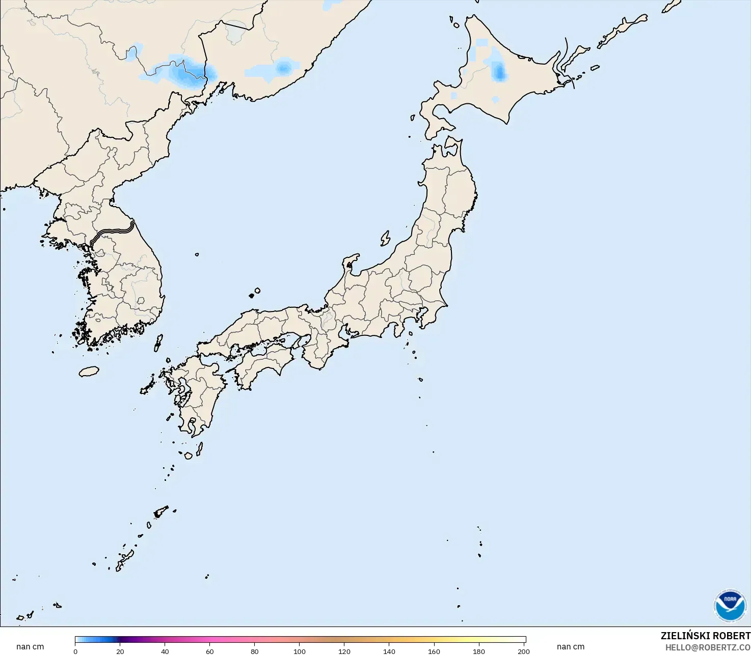 GFS نموذج - اليابان, عمق الثلج