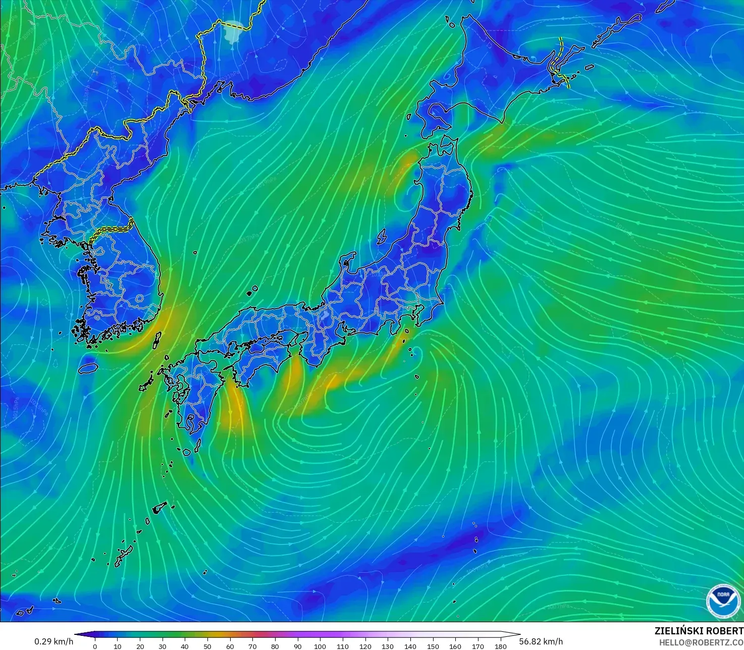 GFS نموذج - اليابان, رياح 10 م