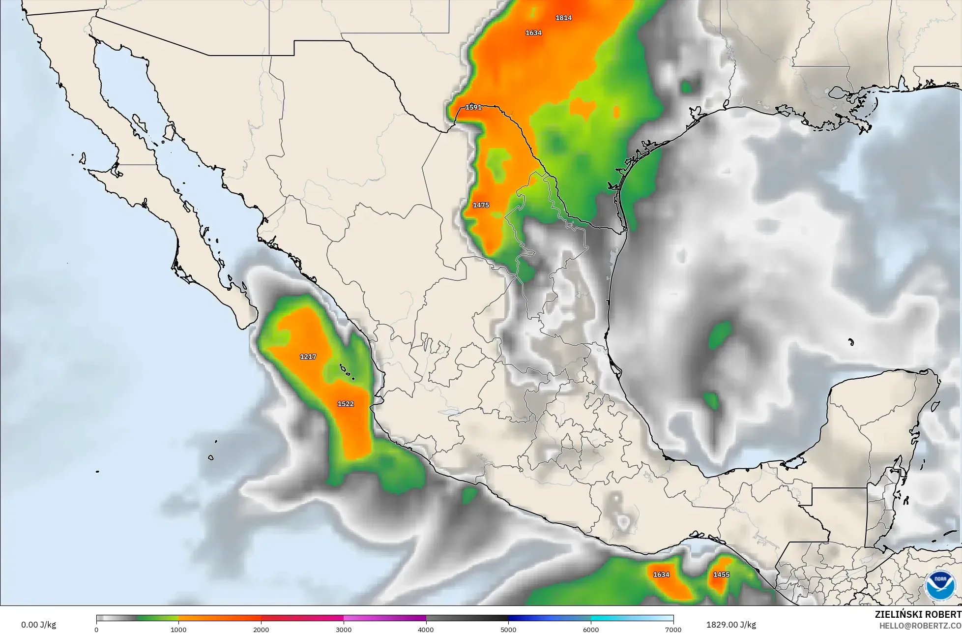 GFS نموذج - المكسيك, CAPE