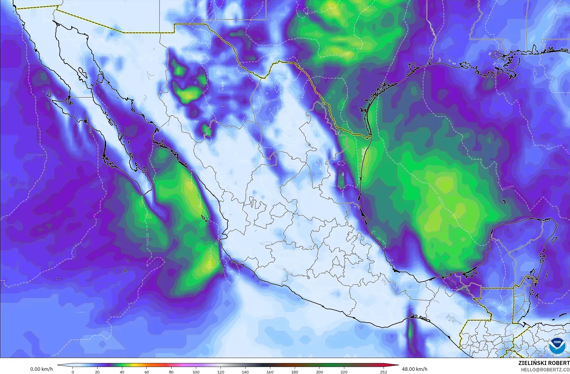 GFS نموذج - المكسيك, أقصى هبة