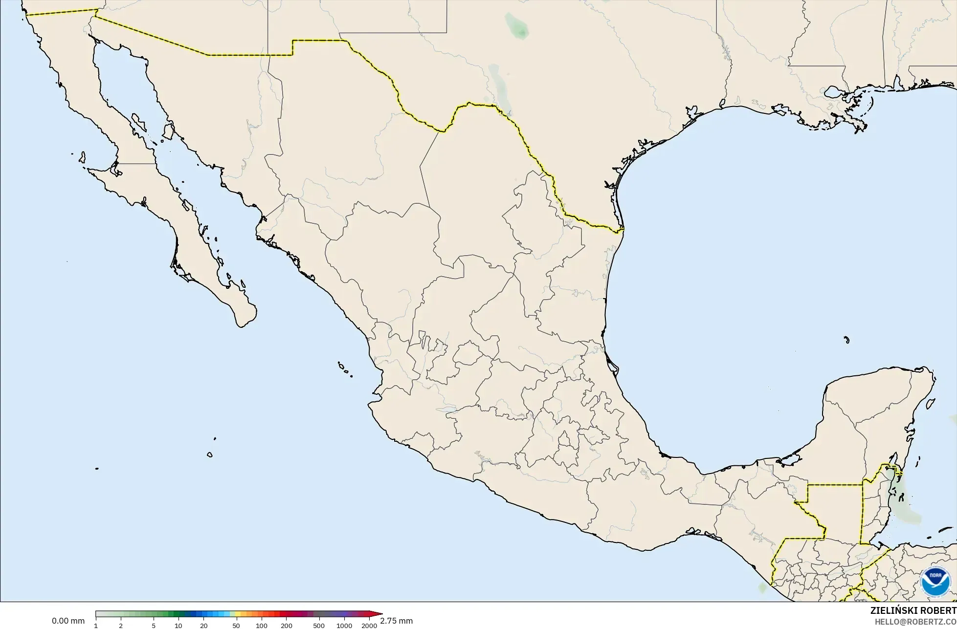 GFS نموذج - المكسيك, تراكم الهطول