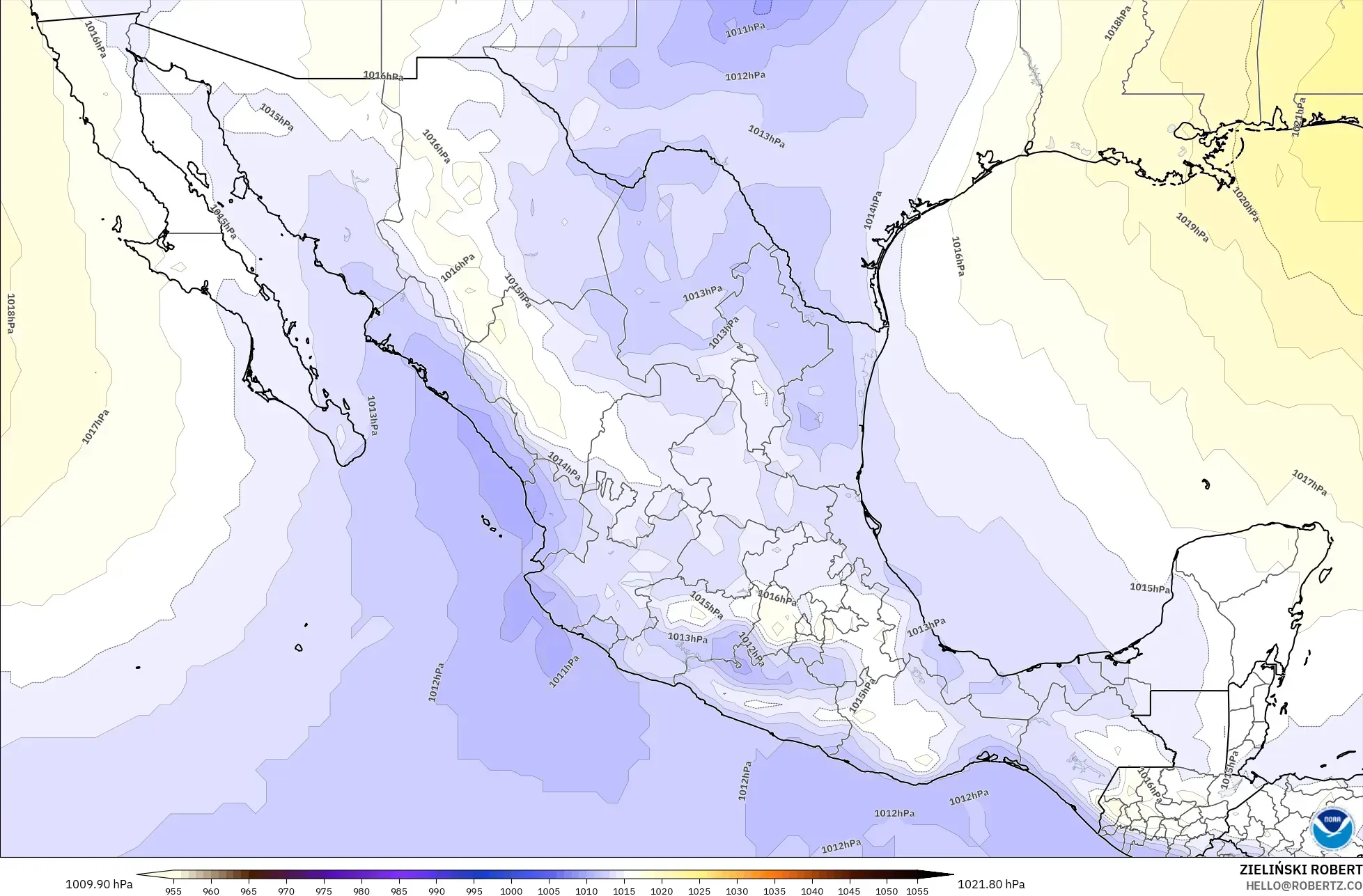 GFS نموذج - المكسيك, الضغط