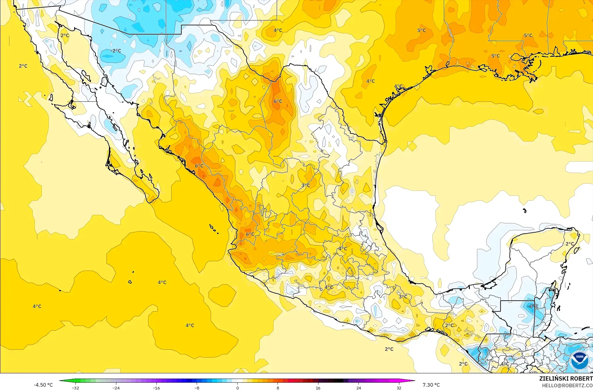 GFS نموذج - المكسيك, انحراف درجة الحرارة 2 م