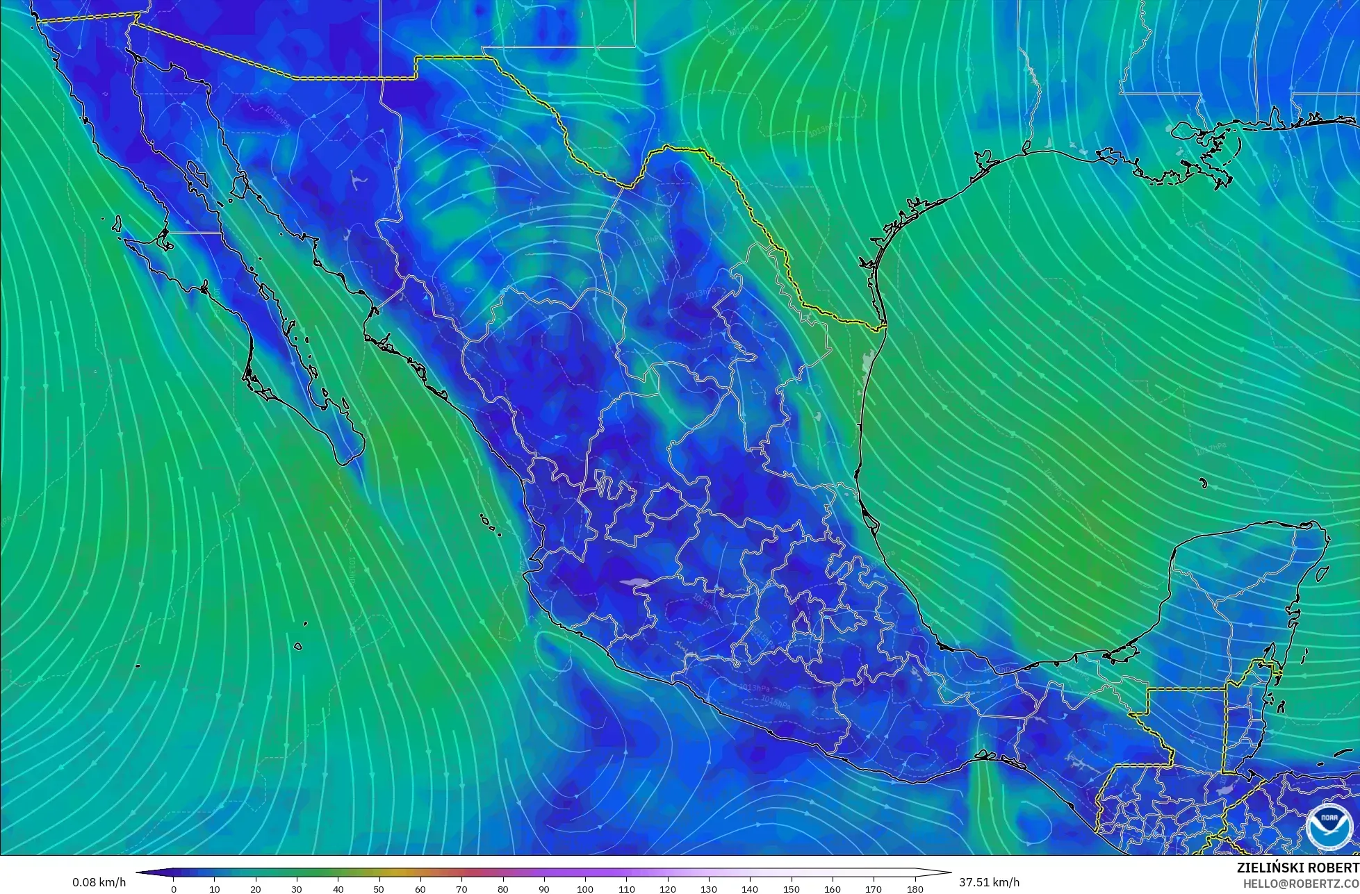 GFS نموذج - المكسيك, رياح 10 م